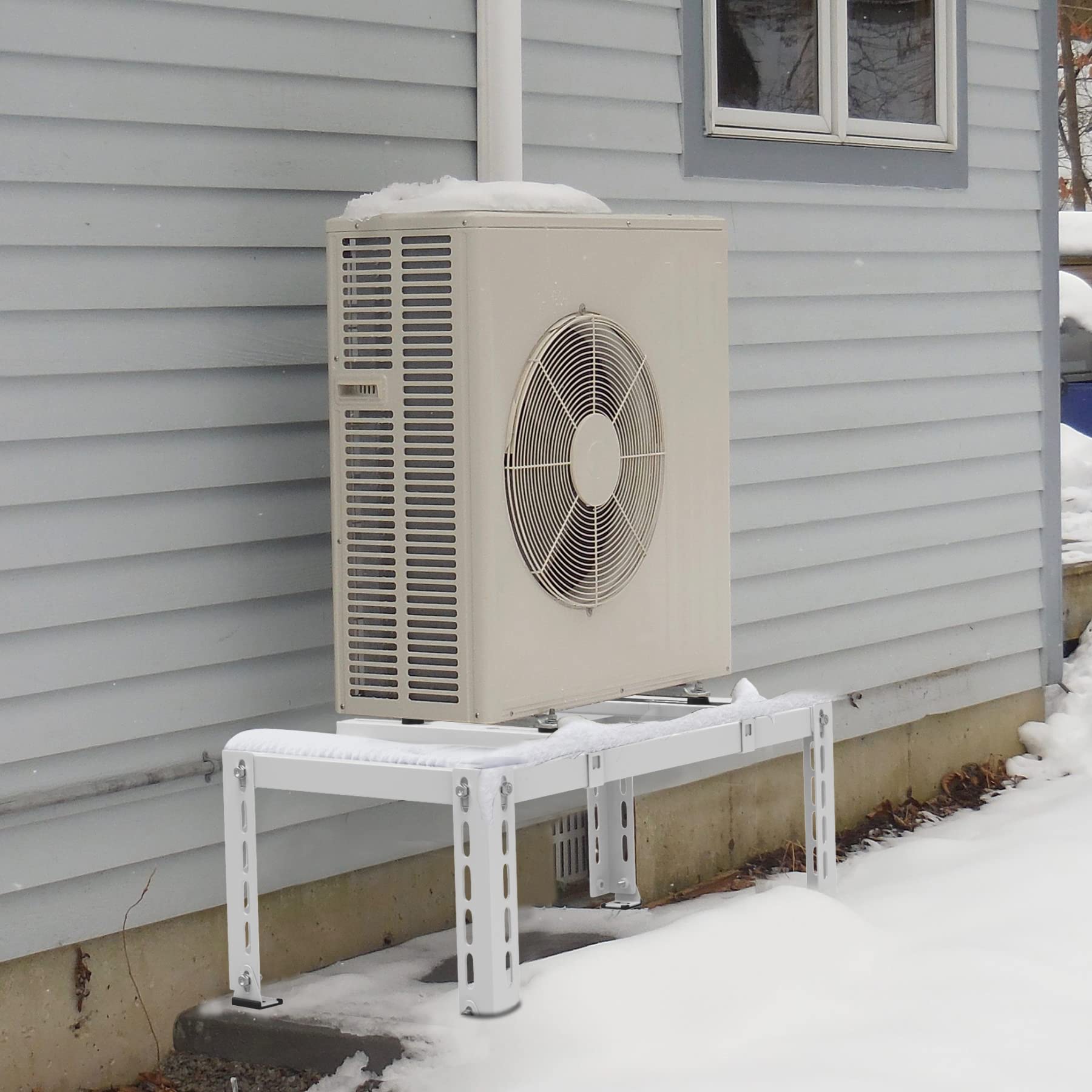 GCGOODS Heavy Duty Mini Split Ground Stand - Supports 9,000-18,000 BTU Ductless AC/Heat Pump Systems with 400 LB Capacity | Outdoor Installation for Homes & Businesses