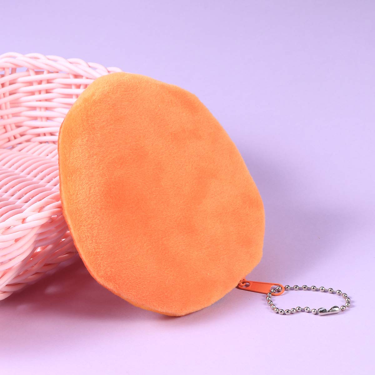 Mini Zip Around Wallet for Women - Cute Orange Fruit Coin Purse Keychain Pouch, Cartoon Style Kids Wallet & Keychain Organizer | Perfect for Everyday Use, Travel, Gifts & Organizing Small Items