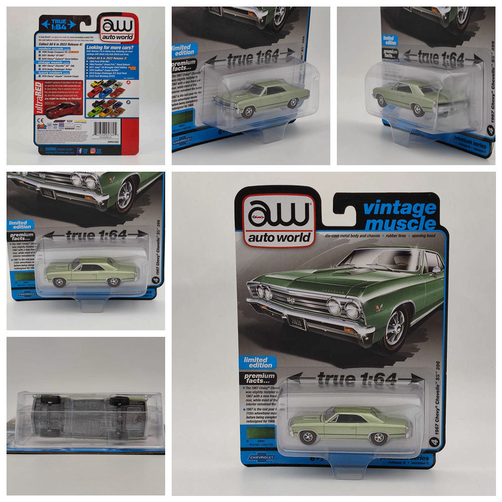 1/64 Scale Diecast Model Cars - Toyota Supra, Dodge Caravan, Mitsubishi 3000GT, Chevy Camaro & Lincoln Continental - Auto World Collectible Toy Vehicles for Display, Gifts & Car Enthusiasts