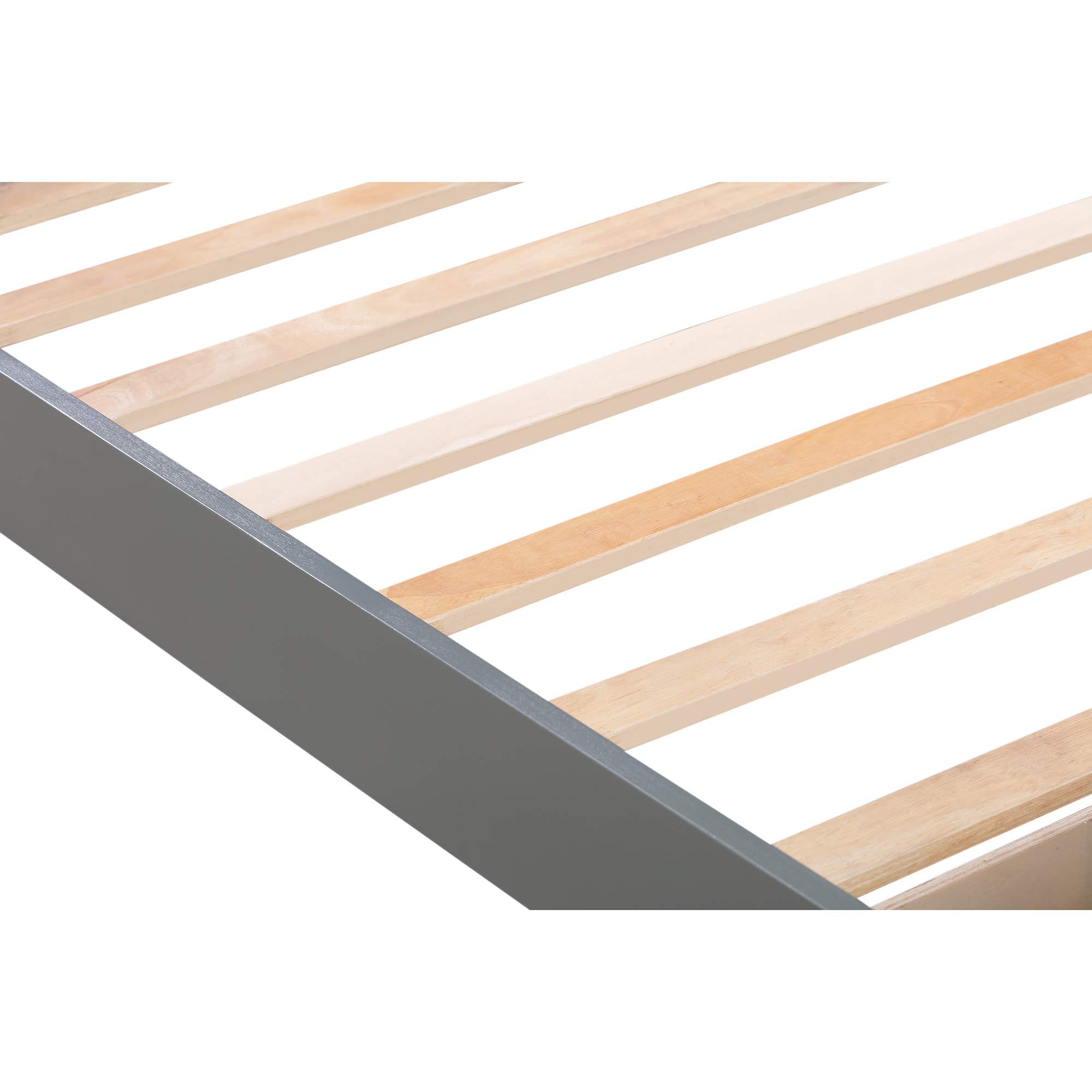 Harper & Bright Designs Twin Size Platform Bed Frame with Storage Drawer & Wood Slats - No Box Spring Needed, Grey Wooden Bed - Perfect for Kids Rooms, Guest Bedrooms & Small Spaces
