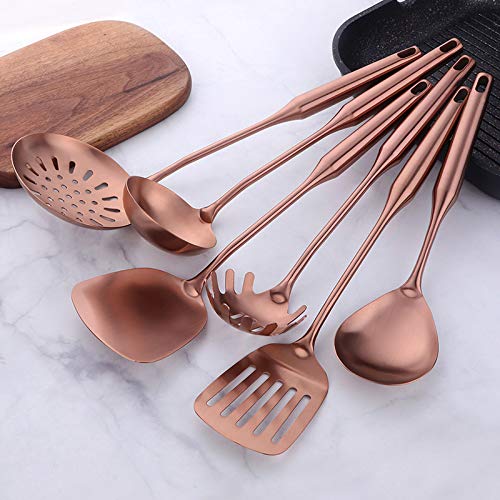 Premium 18/8 Stainless Steel Kitchen Utensil Set - 10 Piece Rose Gold Cooking Tools with Long Handles for Nonstick Cookware | Ideal for Frying, Baking & Everyday Cooking