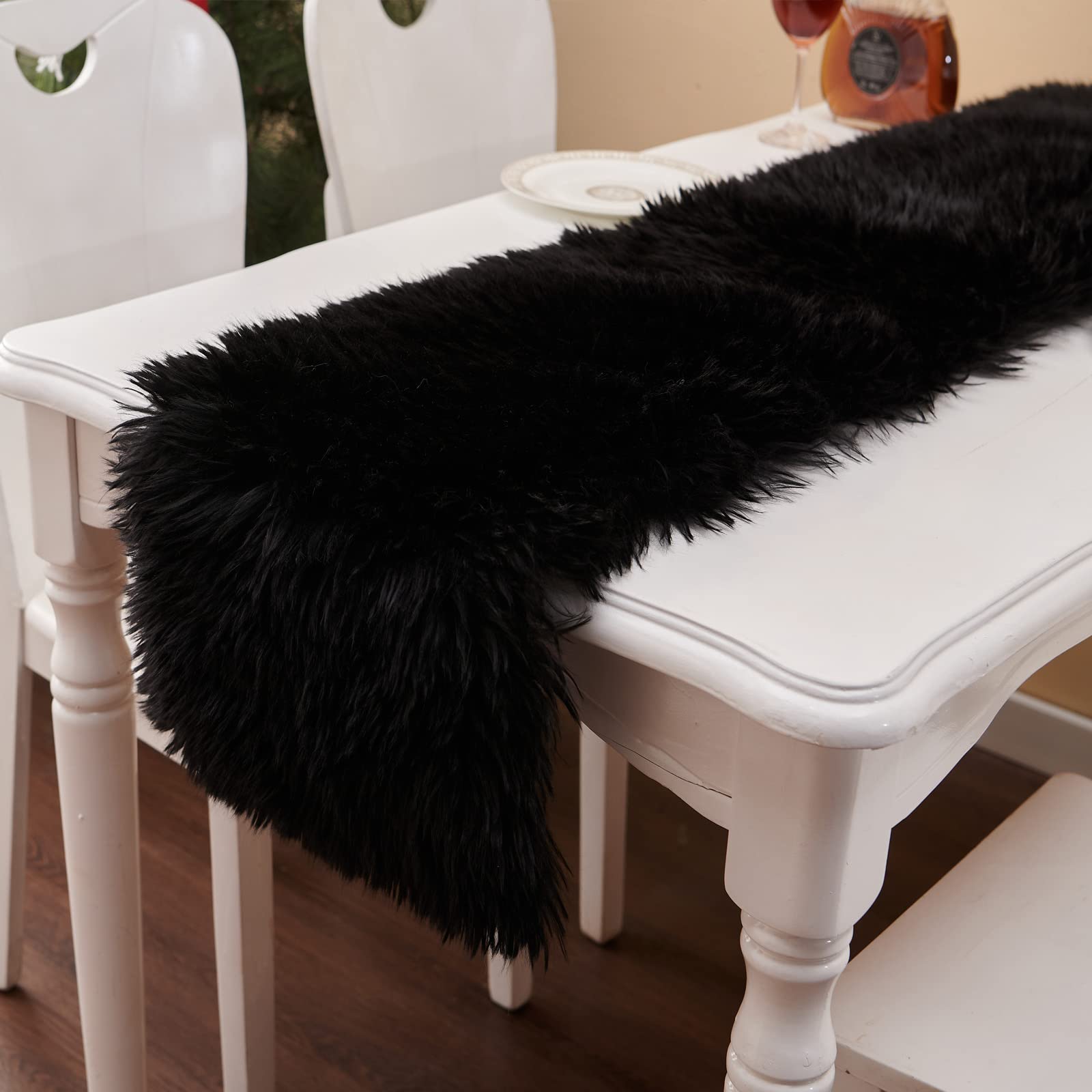 Elegant Black Table Runner for Christmas, Wedding, Party, Holiday & Birthday Decor - Modern Farmhouse Dining & Coffee Table Decoration, Home Decor Rug - Perfect for Dining Tables, Dressers & Bedside Decor