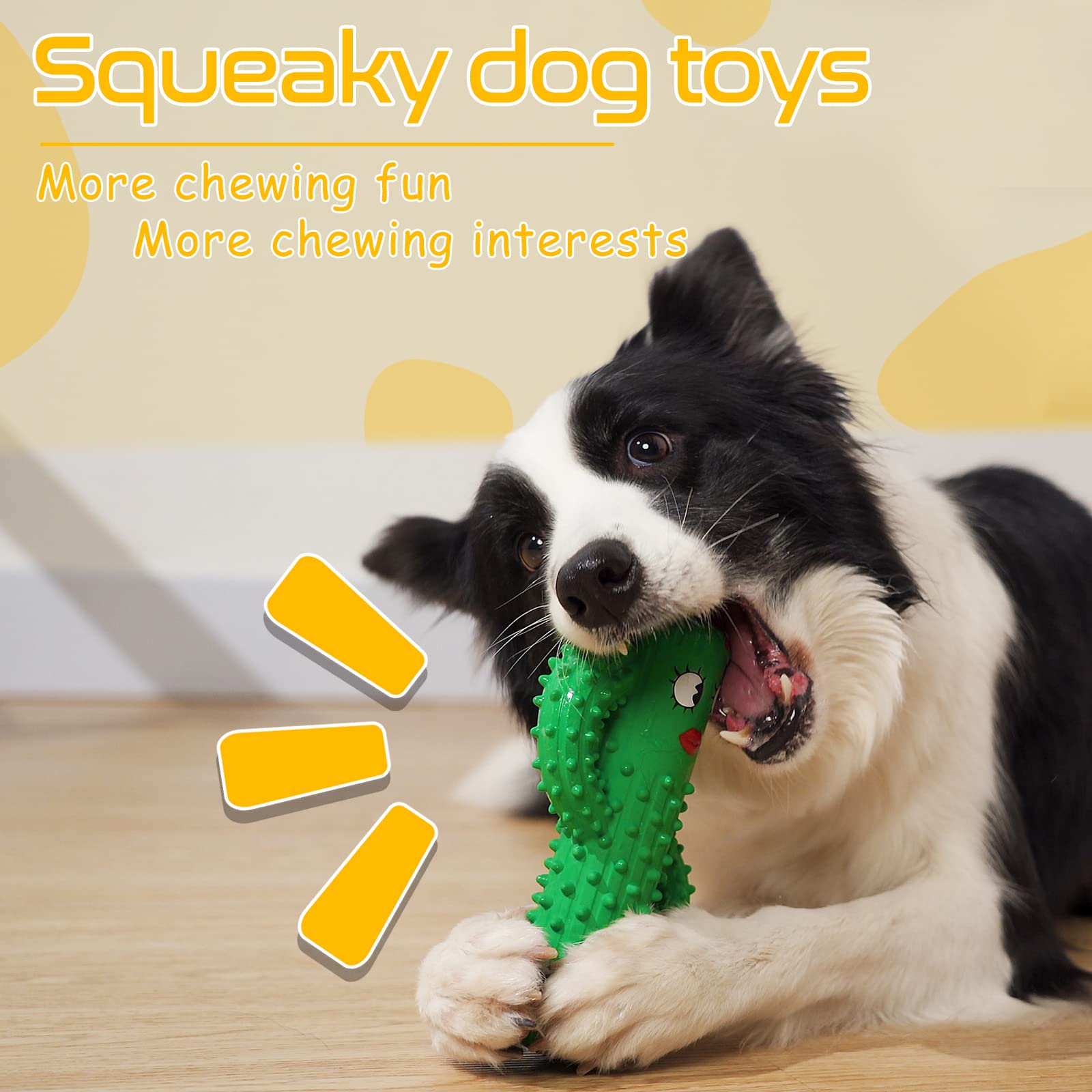 **Rmolitty Durable Squeaky Dog Toys for Aggressive Chewers - Tough Rubber Chew Toys for Large, Medium & Small Dogs - Green Dental Chew Toy for Teeth Cleaning & Playtime Fun**