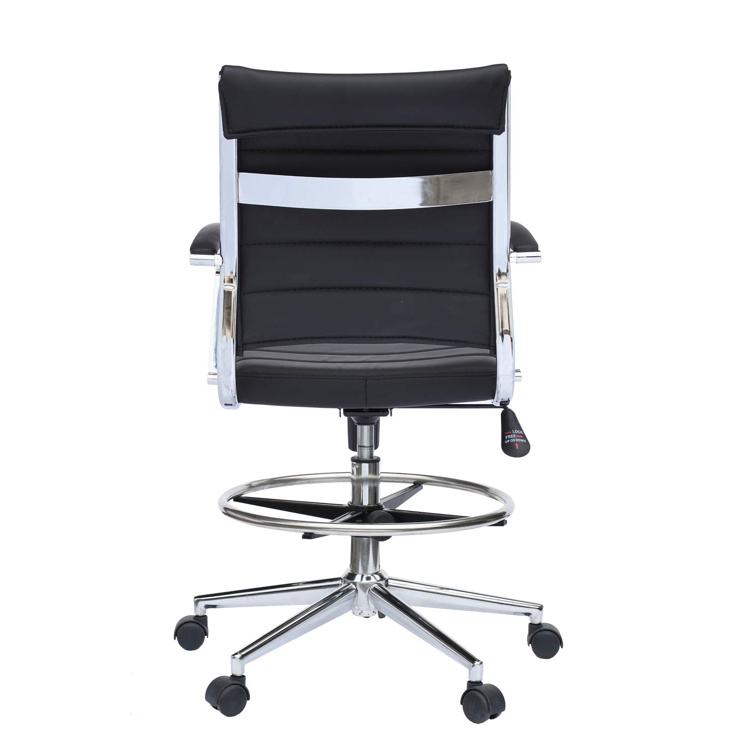 2xhome Modern Adjustable Ergonomic Office Chair - High Back Drafting Chair with Lumbar Support & Arms for Computer Work, Gaming & Home Office (Black) - Perfect for Long Hours Sitting, Studying & Professional Workspaces