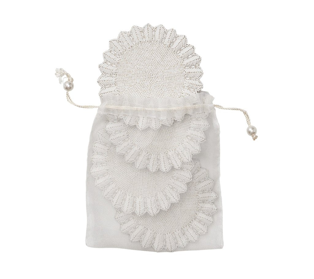Premium White Lumina Coasters Set of 4 with Gift Bag - Elegant Drink Coasters for Home, Office, and Party Use