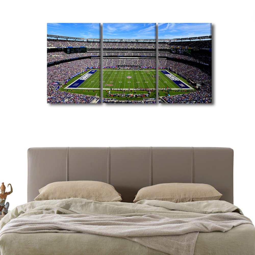 TUMOVO Large Canvas Wall Art - New York City Skyline & MetLife Stadium Print, American Football Game Decor, Giclee Gallery-Wrapped Poster (72