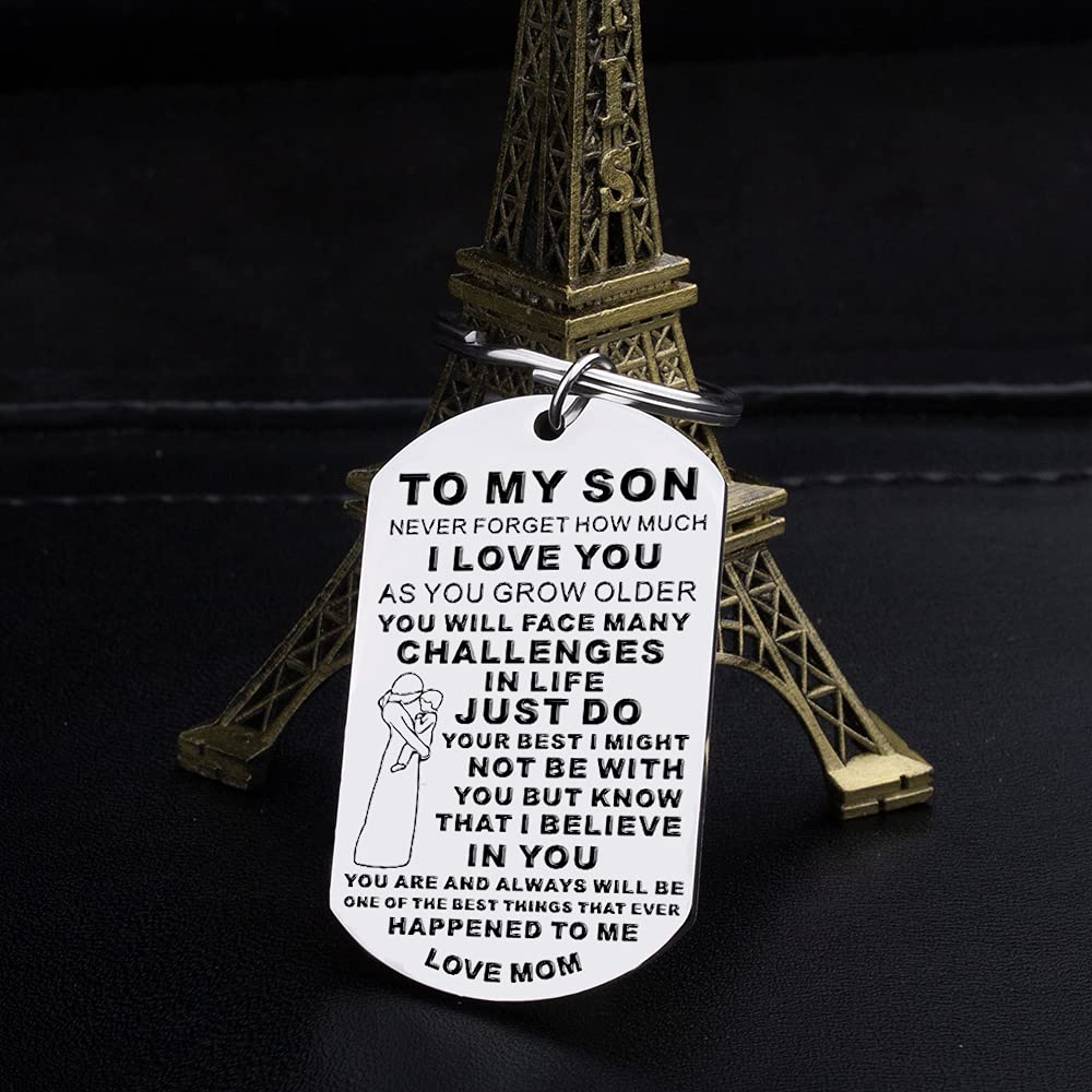 Personalized Inspirational Keychain Gift for Son - Birthday, Graduation Present for Teen Boys | Motivational Keepsake for Daily Encouragement & Special Occasions