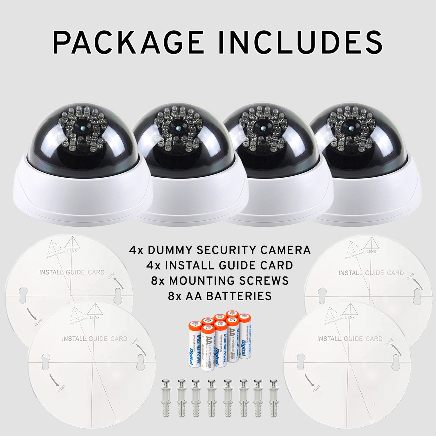 Dummy CCTV Dome Security Camera with 28 Red LED Lights - Fake Surveillance Camera for Home, Office & Business Security