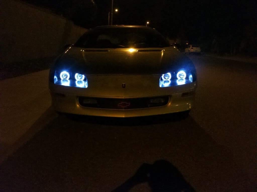 Premium White LED Halo Hi/Low Beam Headlights for 1993-1997 Chevrolet Camaro - Bright HID Replacement Bulbs with Angel Eye Rings - Perfect for Night Driving & Car Customization