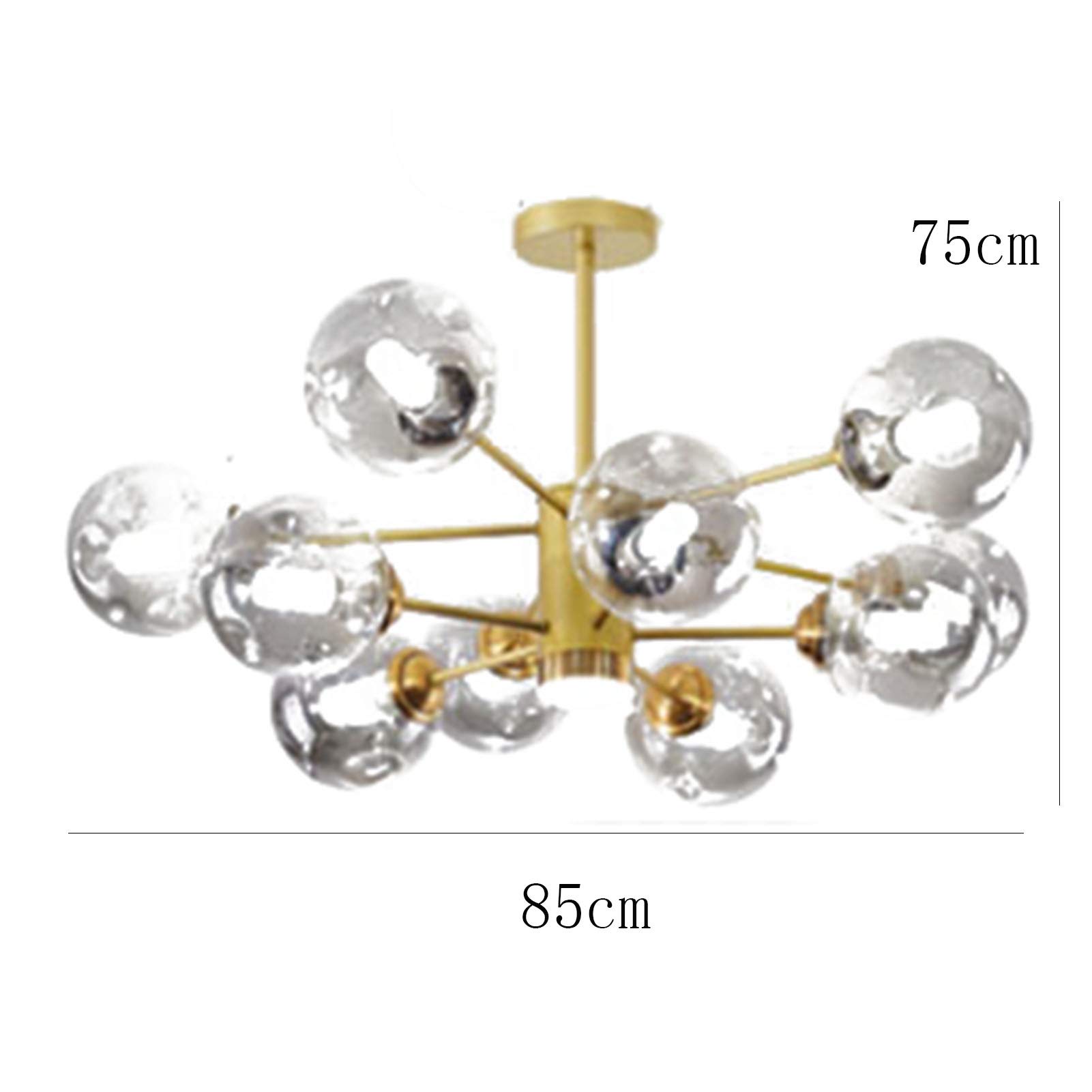 10-Lights Gold Metal Sputnik Chandelier - Modern Spherical Glass Pendant Light with Chrome Finish - Elegant Ceiling Lamp for Living Room, Hallway, Dining Room & Bedroom - Perfect for Modern Home Decor & Luxury Interior Lighting