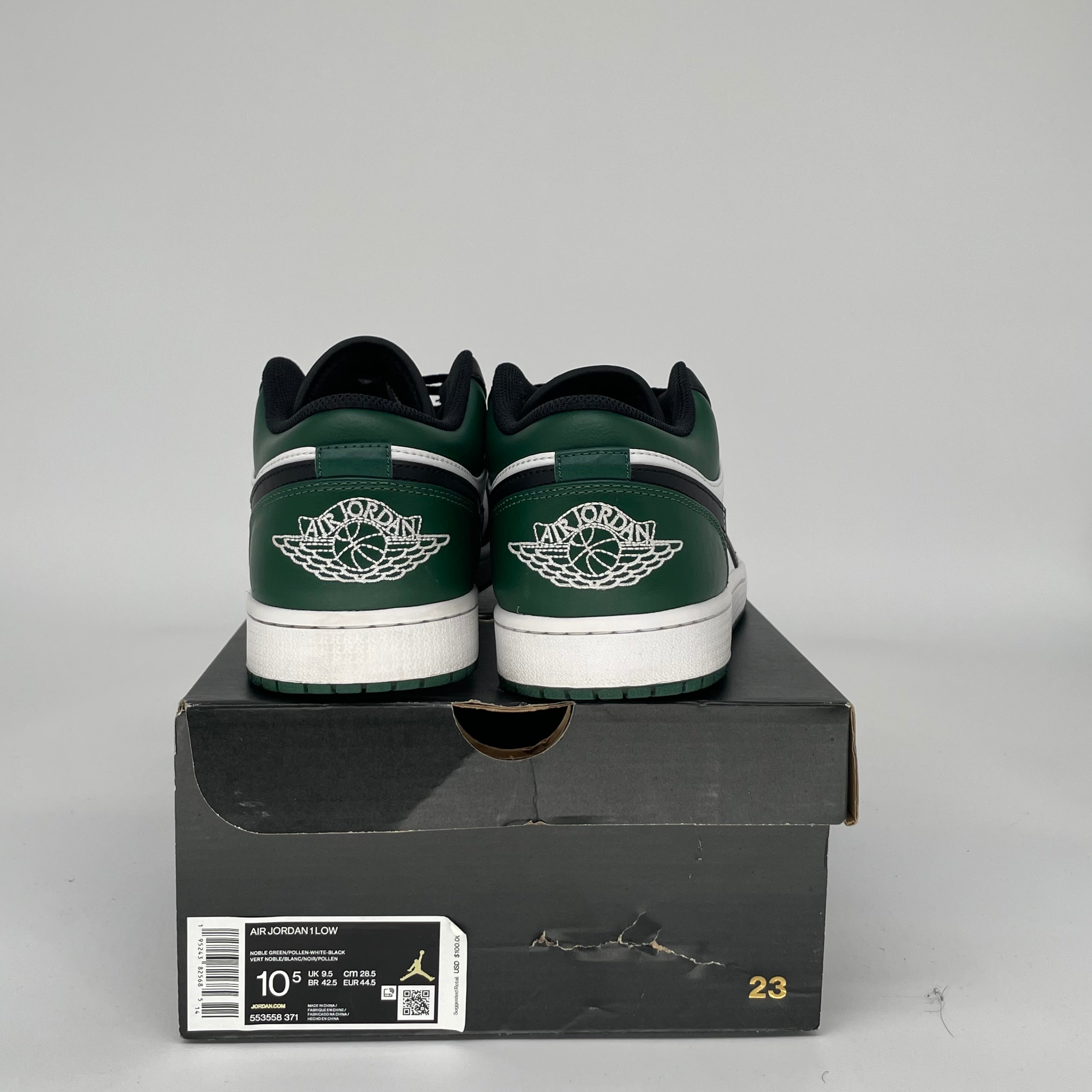 AIR JORDAN 1 LOW Green Toe Men's Basketball Shoes Size 10.5 - Style 553558-371 | Perfect for Streetwear, Casual Outfits & Sneaker Collectors