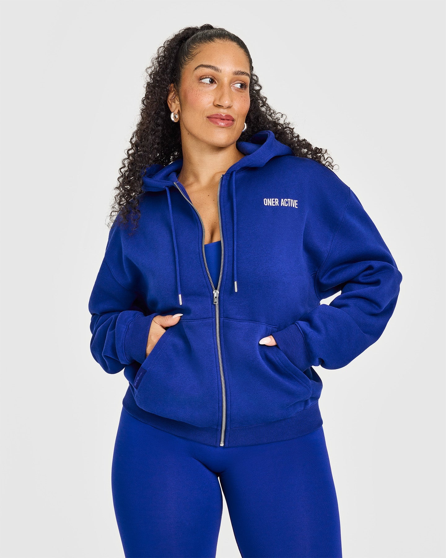 Foundations Zip Through Hoodie With Printed Graphic | Strong Blue | Casual Wear for Men & Women | Perfect for Outdoor Activities & Street Style