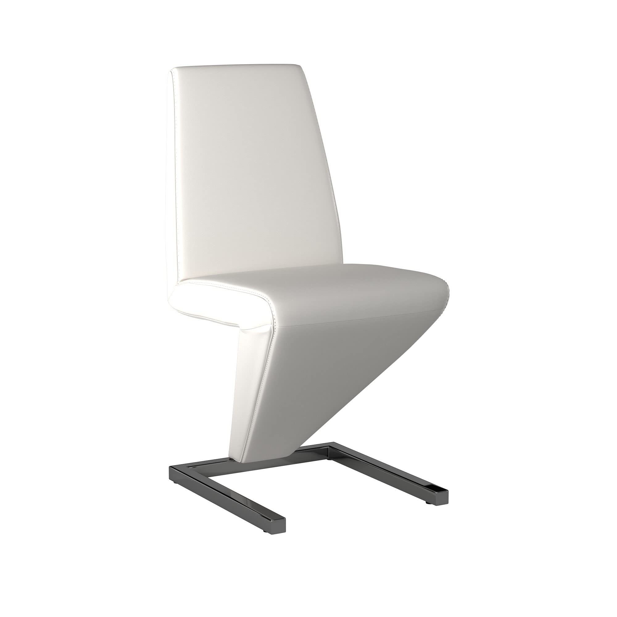Modern PU Dining Chairs Set of 2 - Contemporary White Leather Kitchen Chairs for Dining Room, Restaurant, and Home Decor