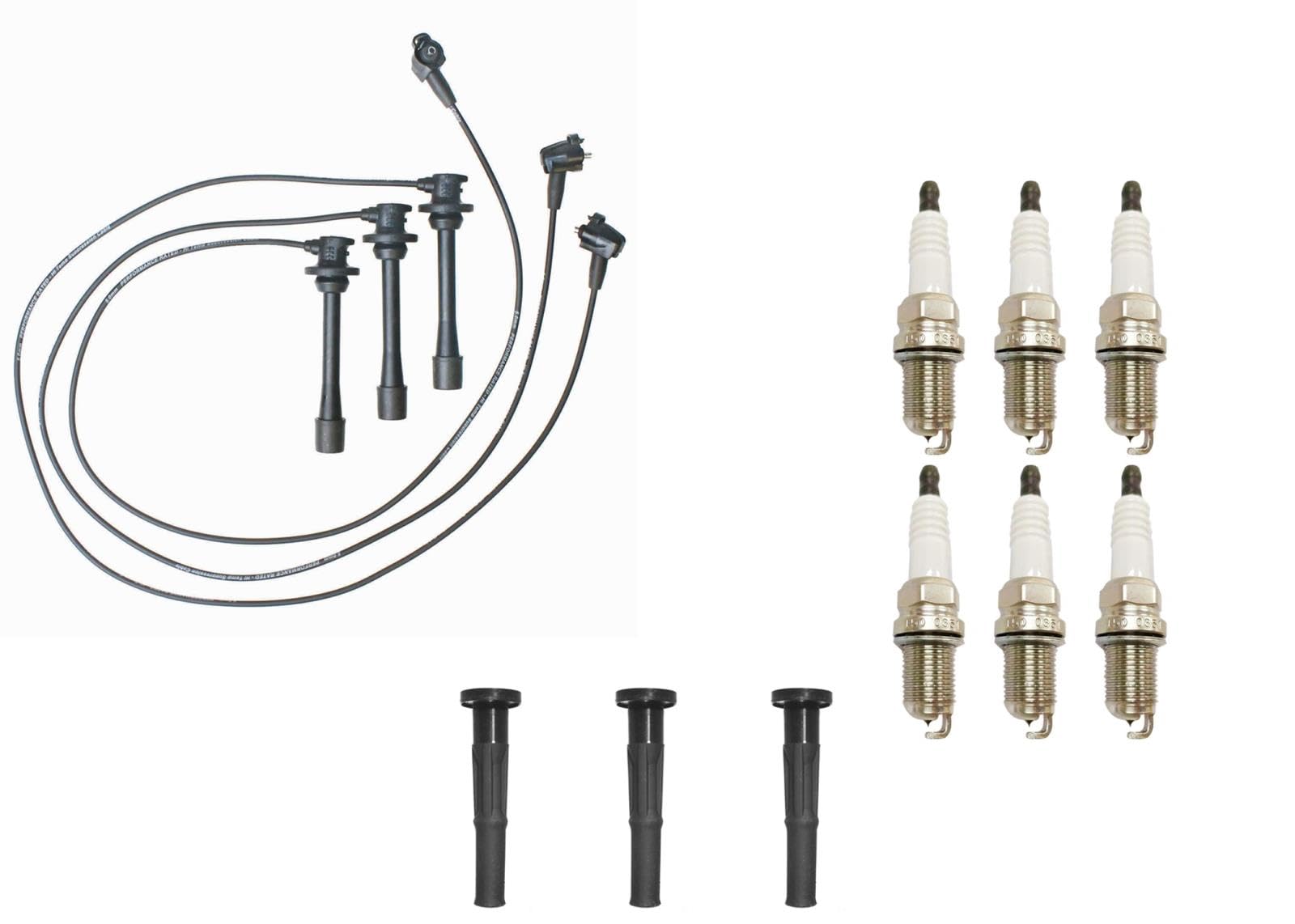 High-Quality Platinum Spark Plugs Set with Connector Boots & Ignition Wires - Compatible with Toyota 4Runner 3.4L (1996-2002) - Durable Replacement Parts for Smooth Engine Performance - Perfect for Off-Roading, Daily Commuting & Engine Maintenance