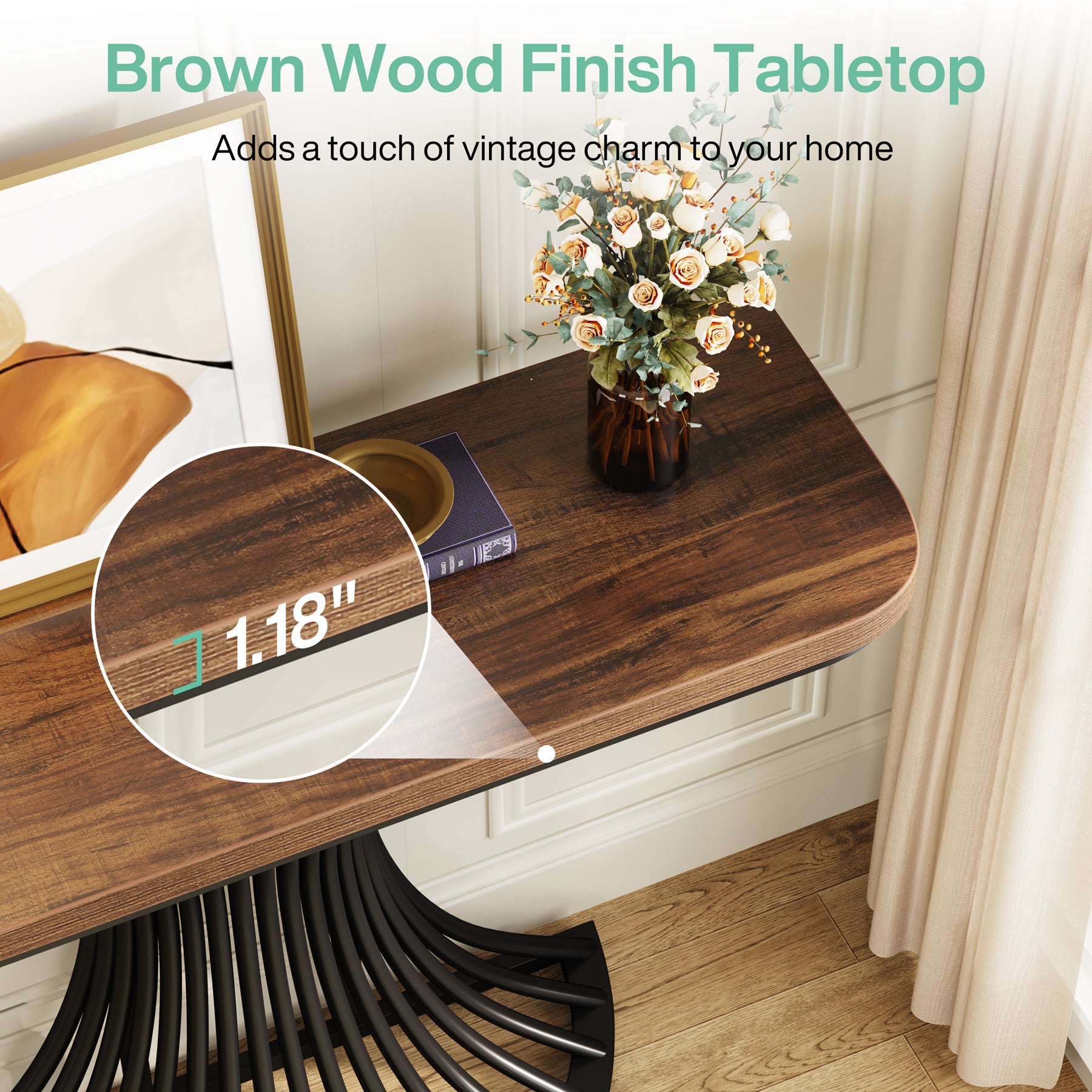 39 Inch Modern Console Table with Geometric Metal Base - Entryway Sofa Table for Hallway, Living Room & Bedroom Decor