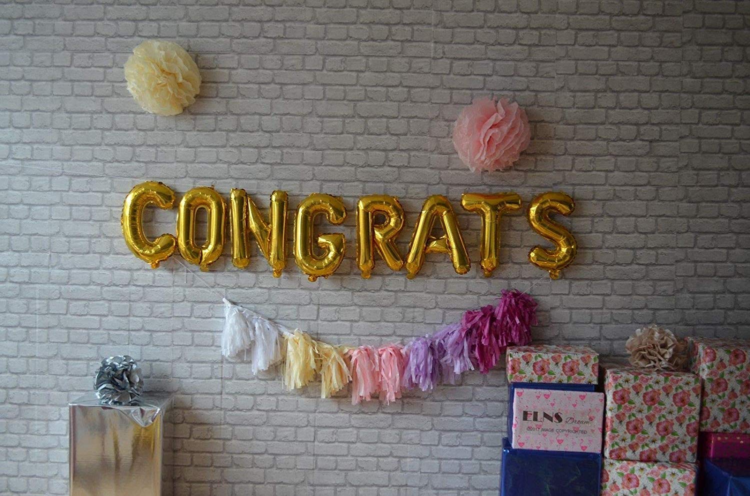Tellpet Gold Foil Letter Balloons - 16 Inch Congratulations Balloons for Graduation, Wedding & Bridal Party Decorations - Perfect for Photo Backdrops, Party Decor & Celebration Events