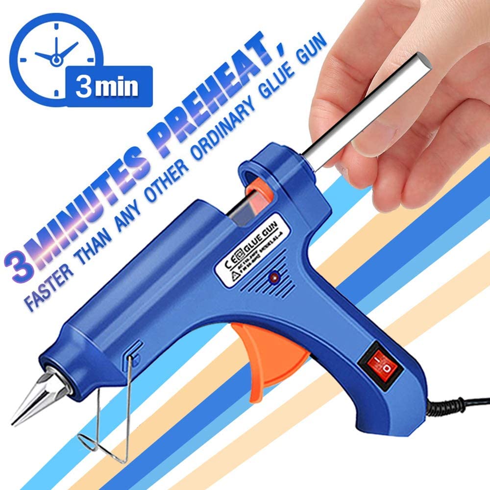 TOPIND 20W Mini Hot Glue Gun Kit with 30 Glue Sticks - Fast Heating Blue Glue Gun for DIY Crafts, Home Repairs & Holiday Decorations | Perfect for Scrapbooking, Woodworking, and School Projects
