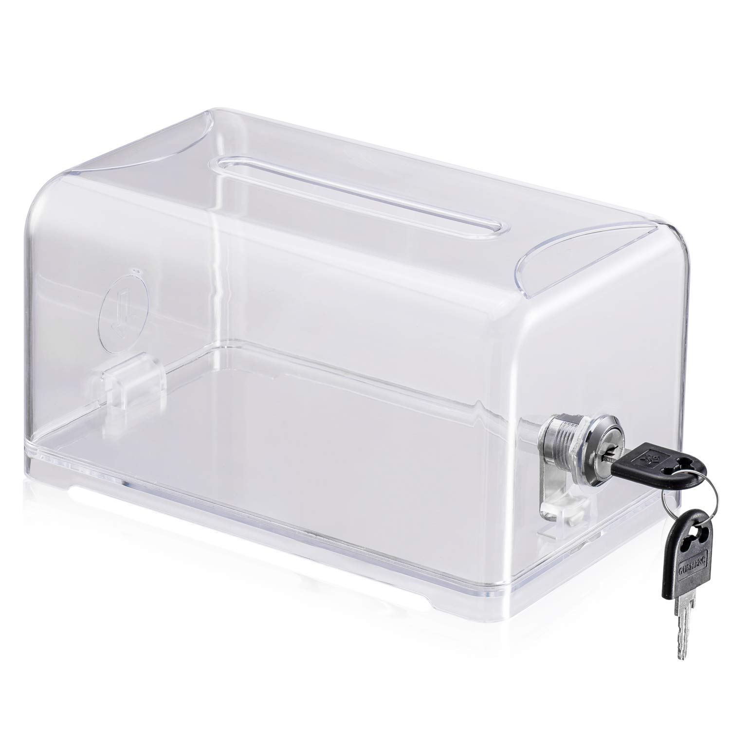 Polmart Clear Plastic Storage Box with Lock - Organize Business Cards, Drawings & Small Items - Perfect for Office, Home & Craft Room Organization
