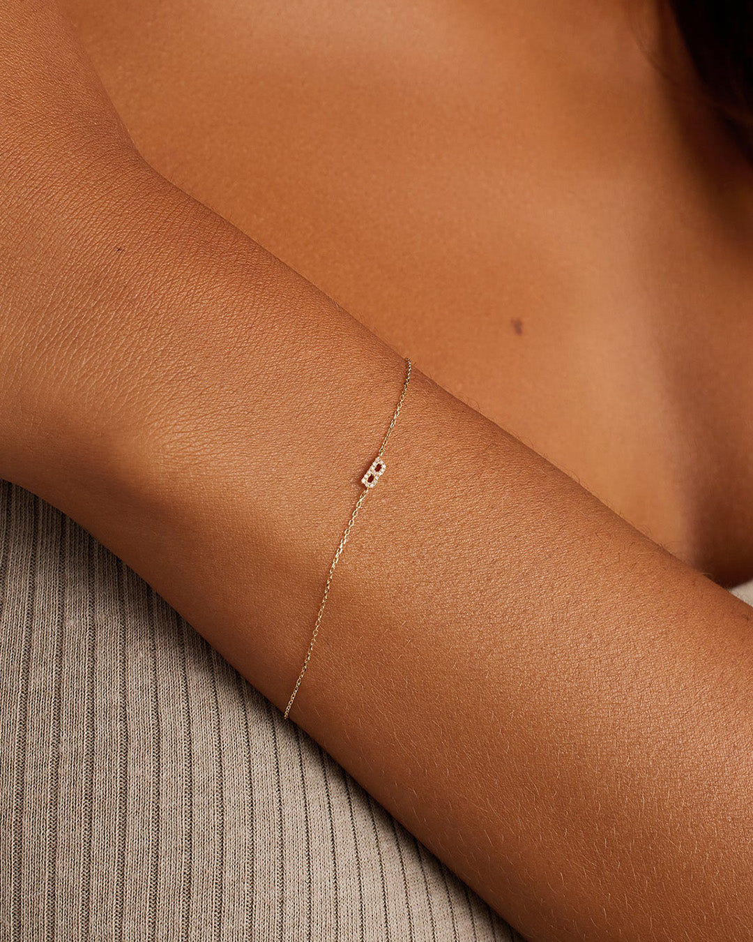 Diamond Pavé Alphabet Bracelet - Personalized Initial Letter Bracelet for Women, Sterling Silver or Gold Plated, Elegant Gift for Birthday, Anniversary, Valentine's Day | Perfect for Everyday Wear & Special Occasions