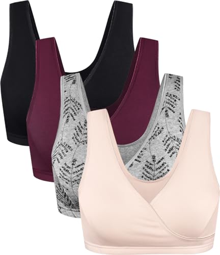 A-black/Grey Print/Burgundy/Nude-4pcs