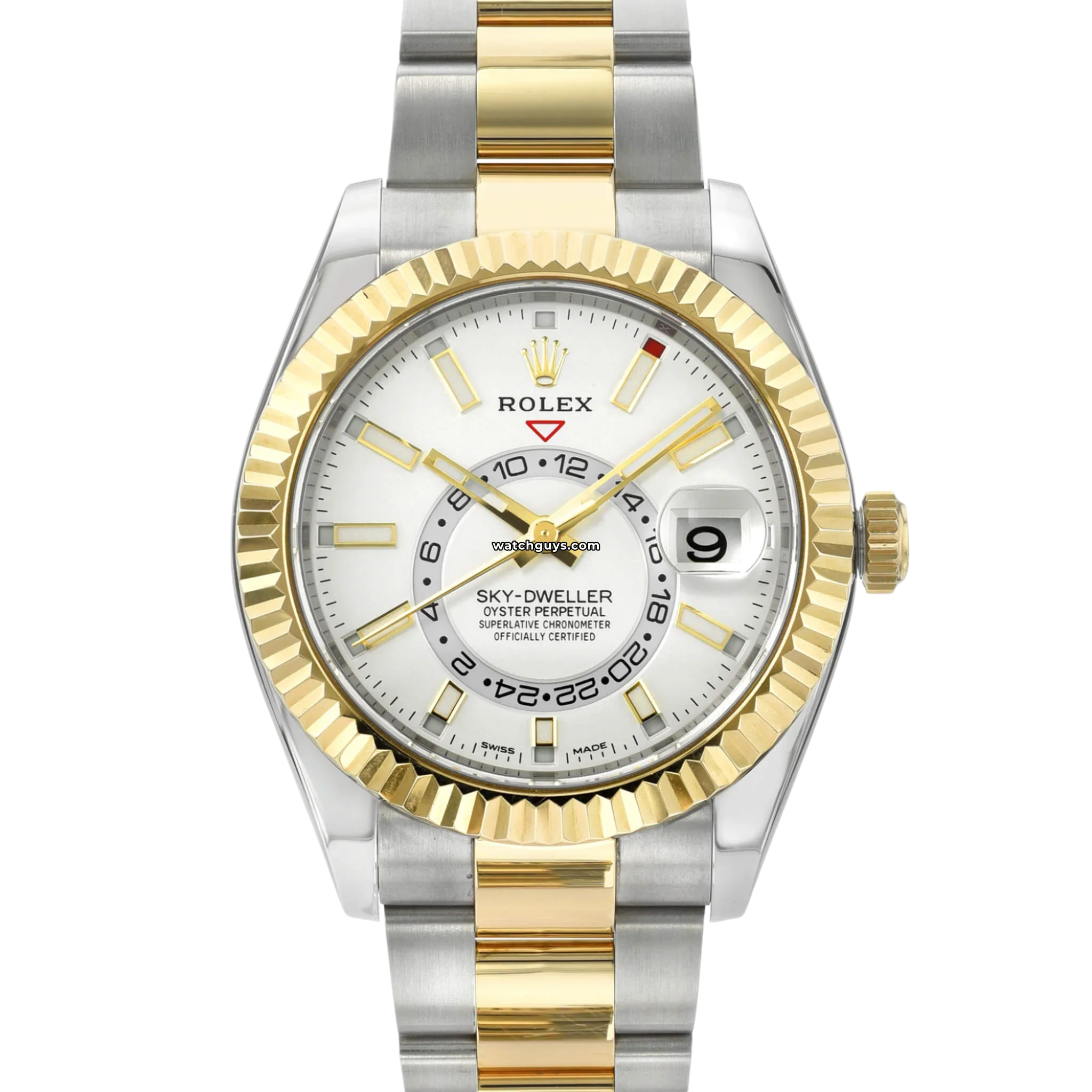 Rolex Sky-Dweller 326933 Stainless Steel Watch with White Dial & Oyster Bracelet - Luxury Timepiece for Travelers & Business Professionals
