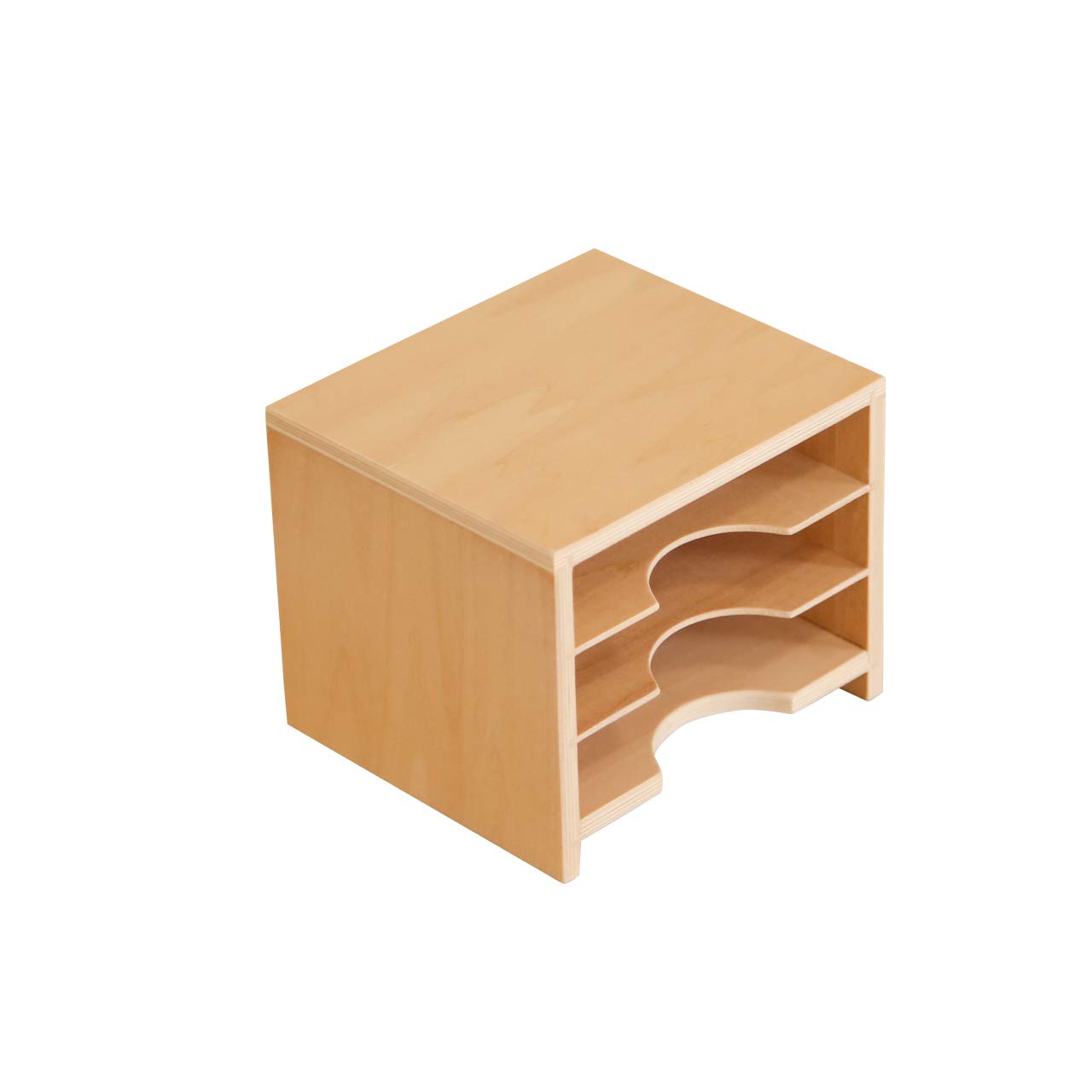 Montessori Wooden Cabinet for Geometric Shape Cards & Leaf Cards - 3-Tier Storage Shelf for Kids Learning Toys | Classroom & Homeschool Organization