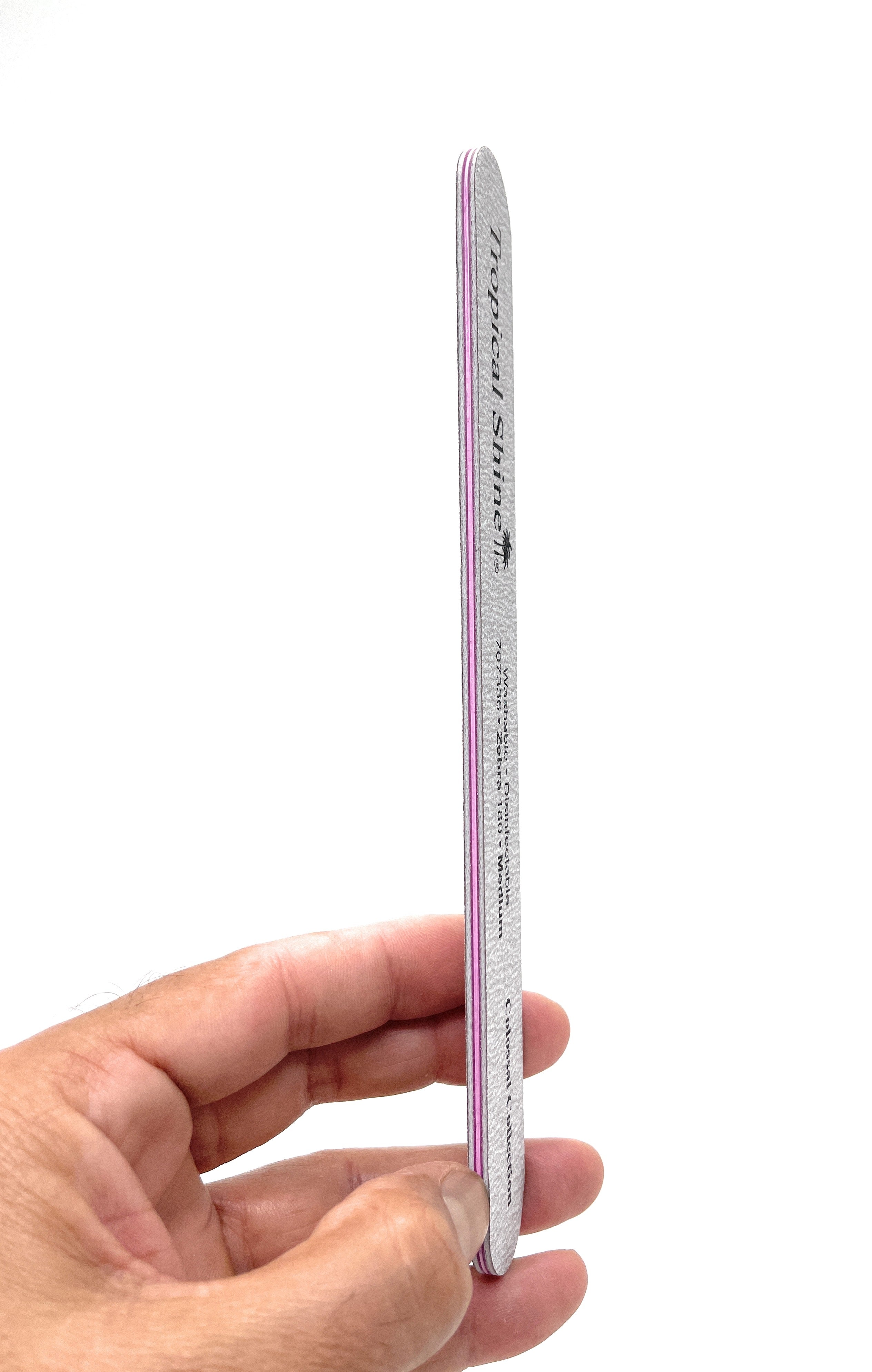Tropical Shine Colossal Nail File - 180 Medium Grit Dual Sided Emery Boards with Cushion for Salon & Home Use - Zebra Pattern Silver (3 Pack) - Perfect for Manicures, Pedicures & Nail Care