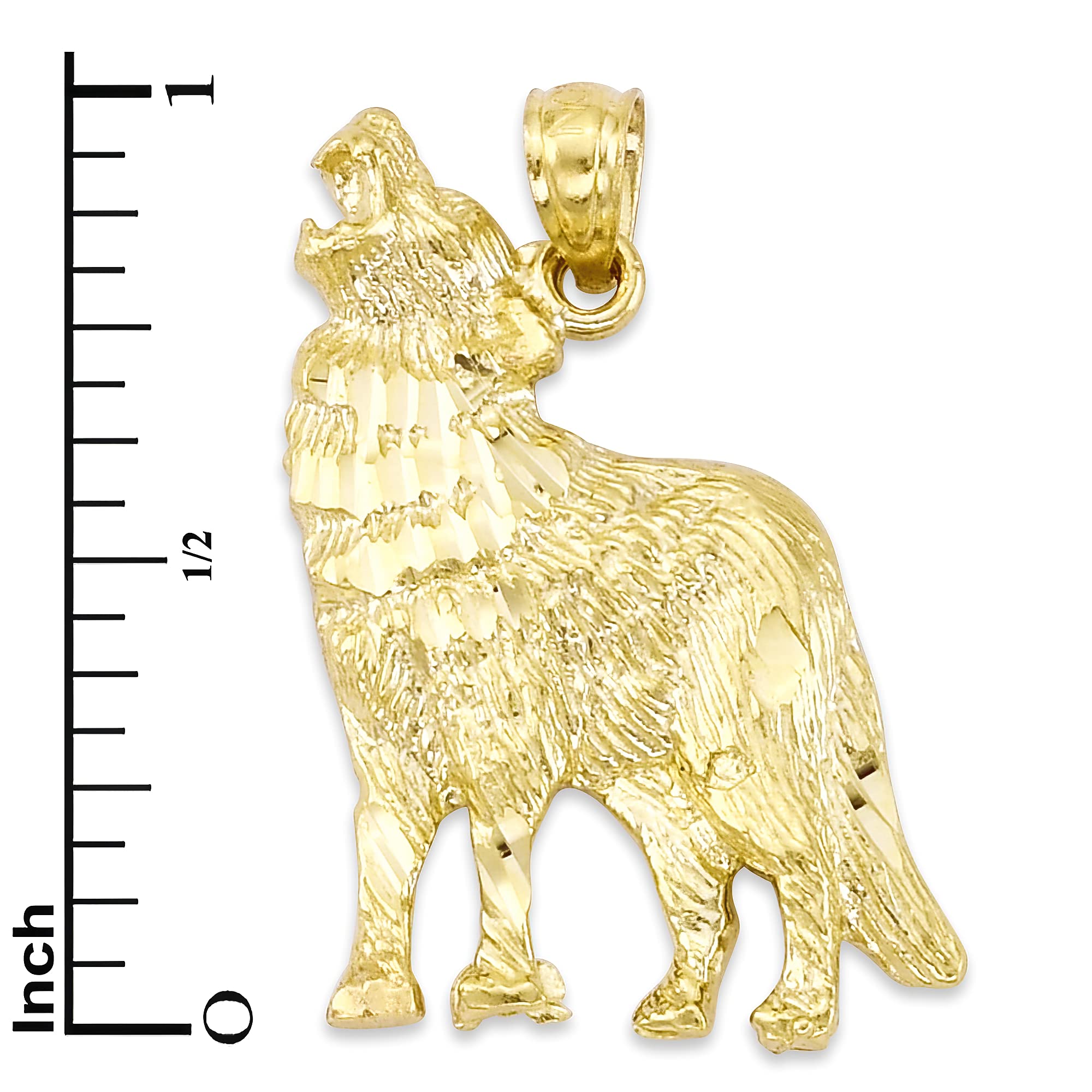 10K Gold Wolf Pendant Necklace - Spirit Animal Jewelry Gift for Women, Men - Perfect for Birthday, Anniversary & Everyday Wear