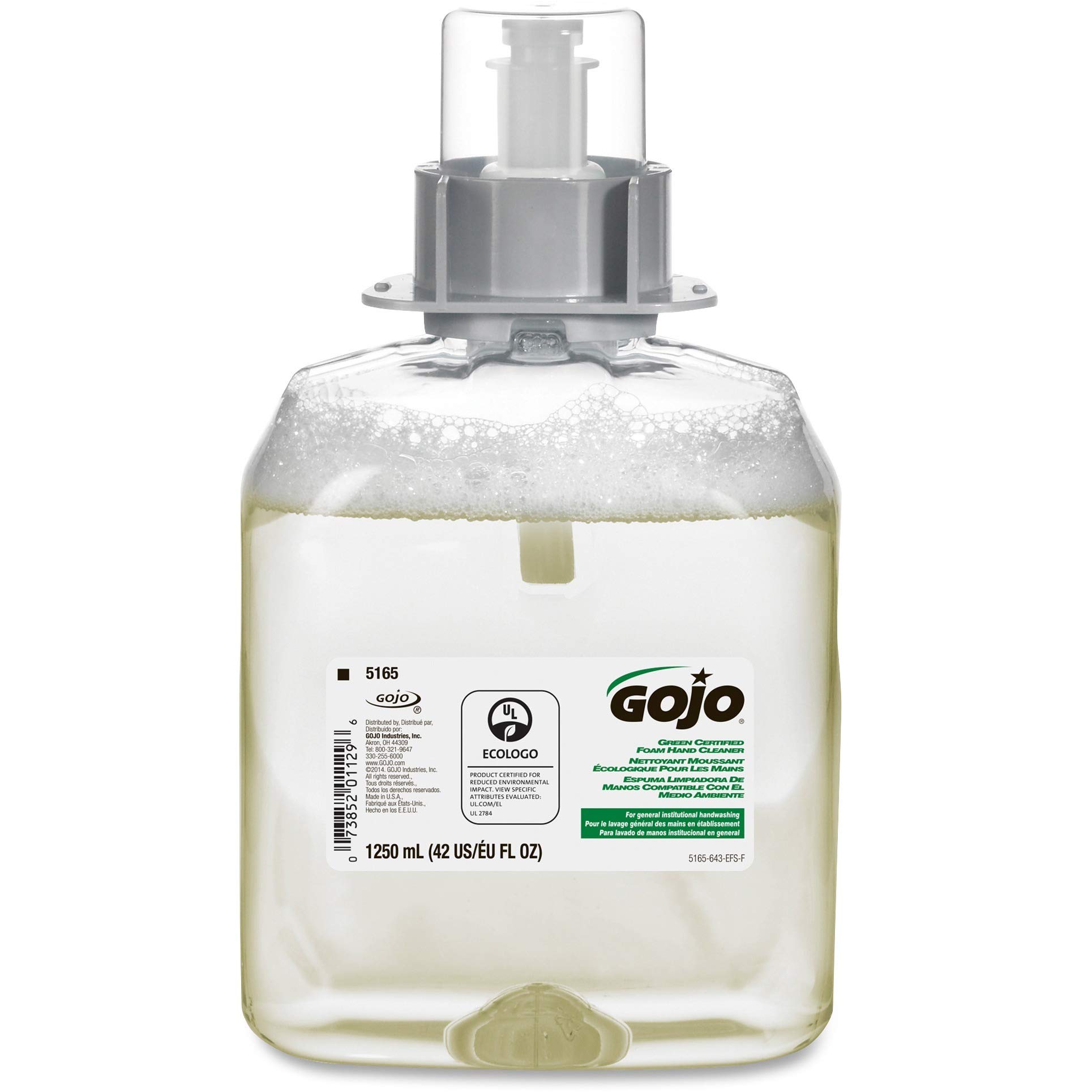 Gojo 516503 Green Seal Certified Foam Hand Soap Refill - 1250ml (42oz) Clear | Antibacterial & Moisturizing for Hospitals, Offices & Homes
