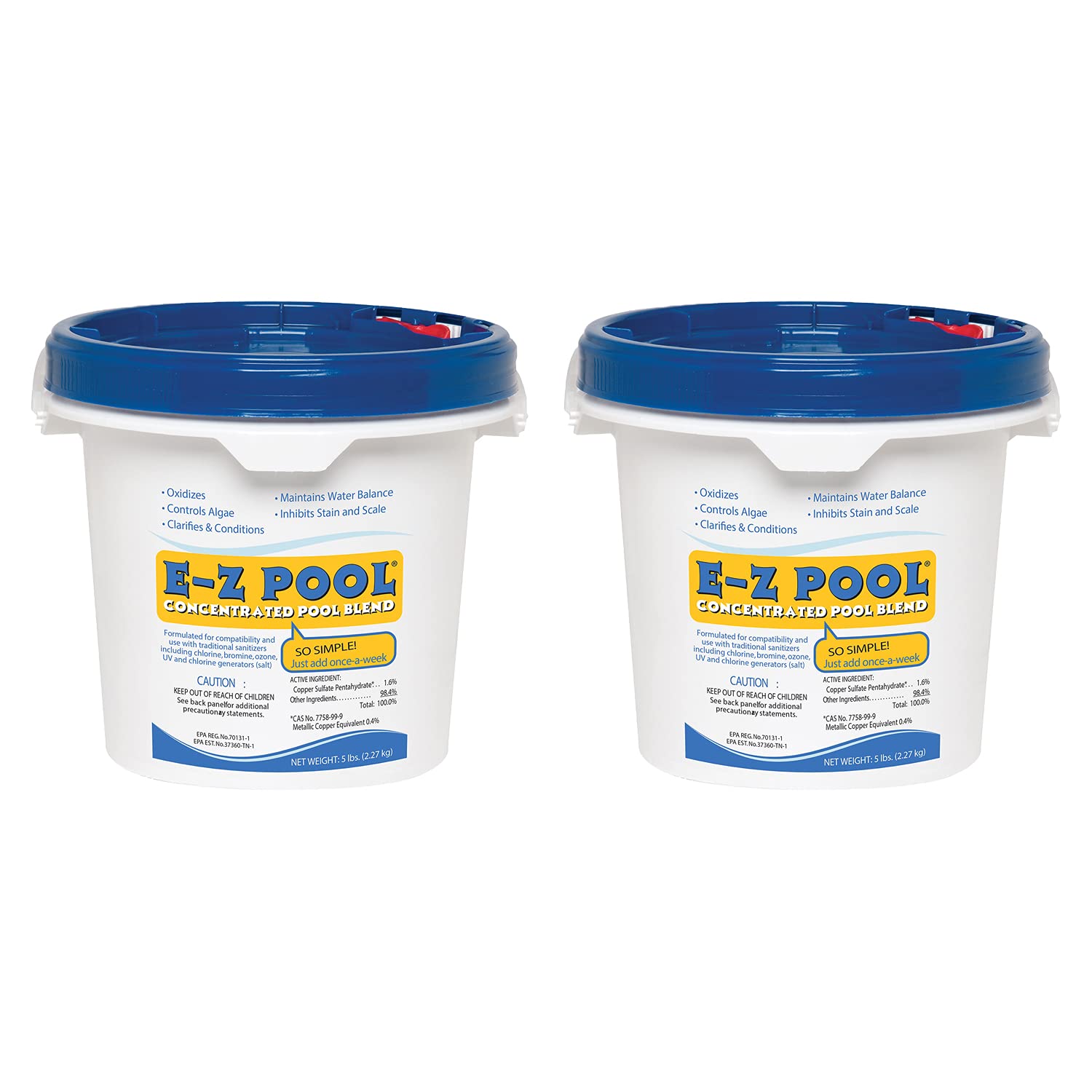 EZ Spa EZP05 EZ Pool 5LB Concentrated Weekly Algaecide Oxide Swimming Pool Chemical Cleaner Treatment (2 Pack) - Kills & Prevents Algae for Crystal Clear Water - Perfect for Inground & Above Ground Pools