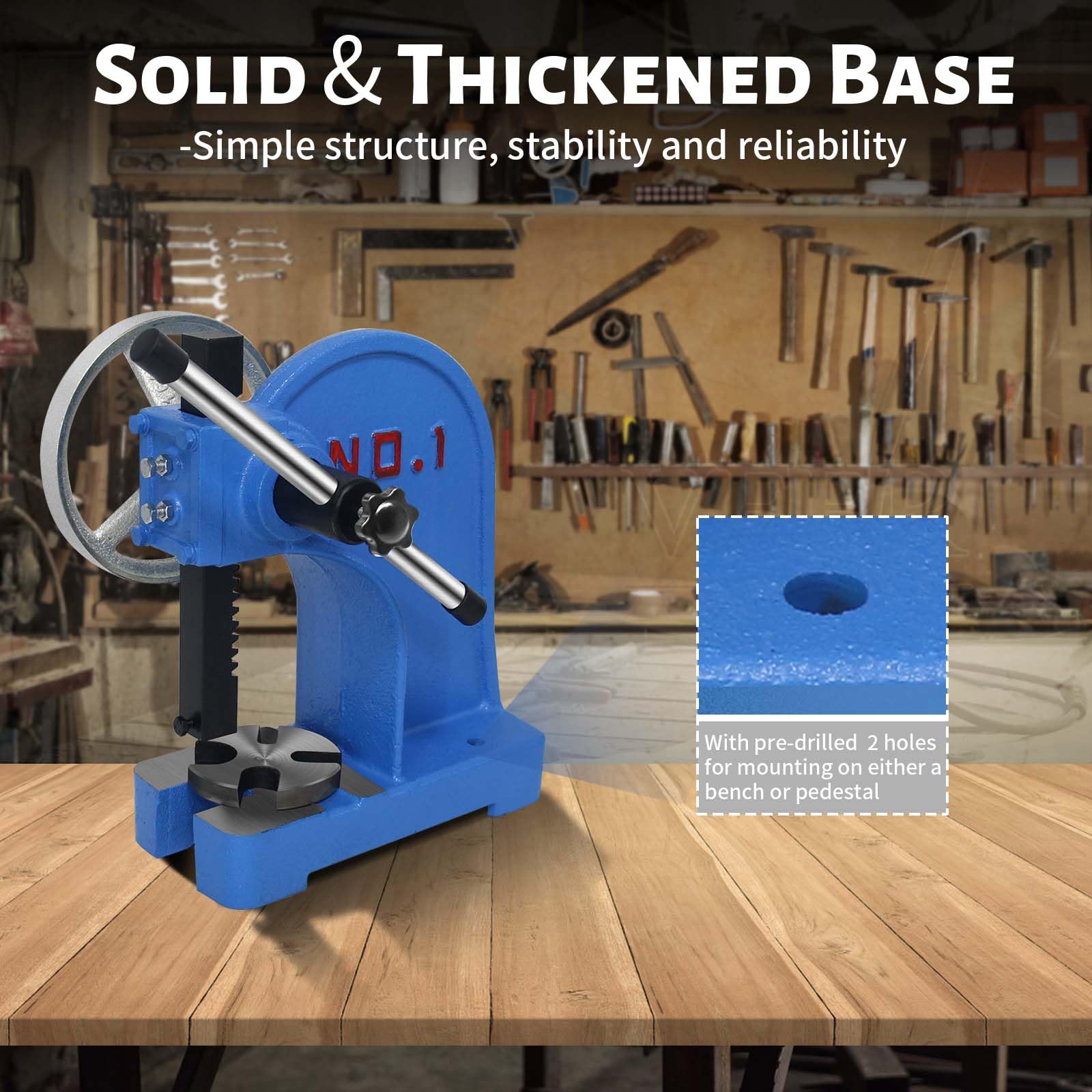 1 Ton Arbor Press with Ratchet Leverage & Handwheel - 5.5