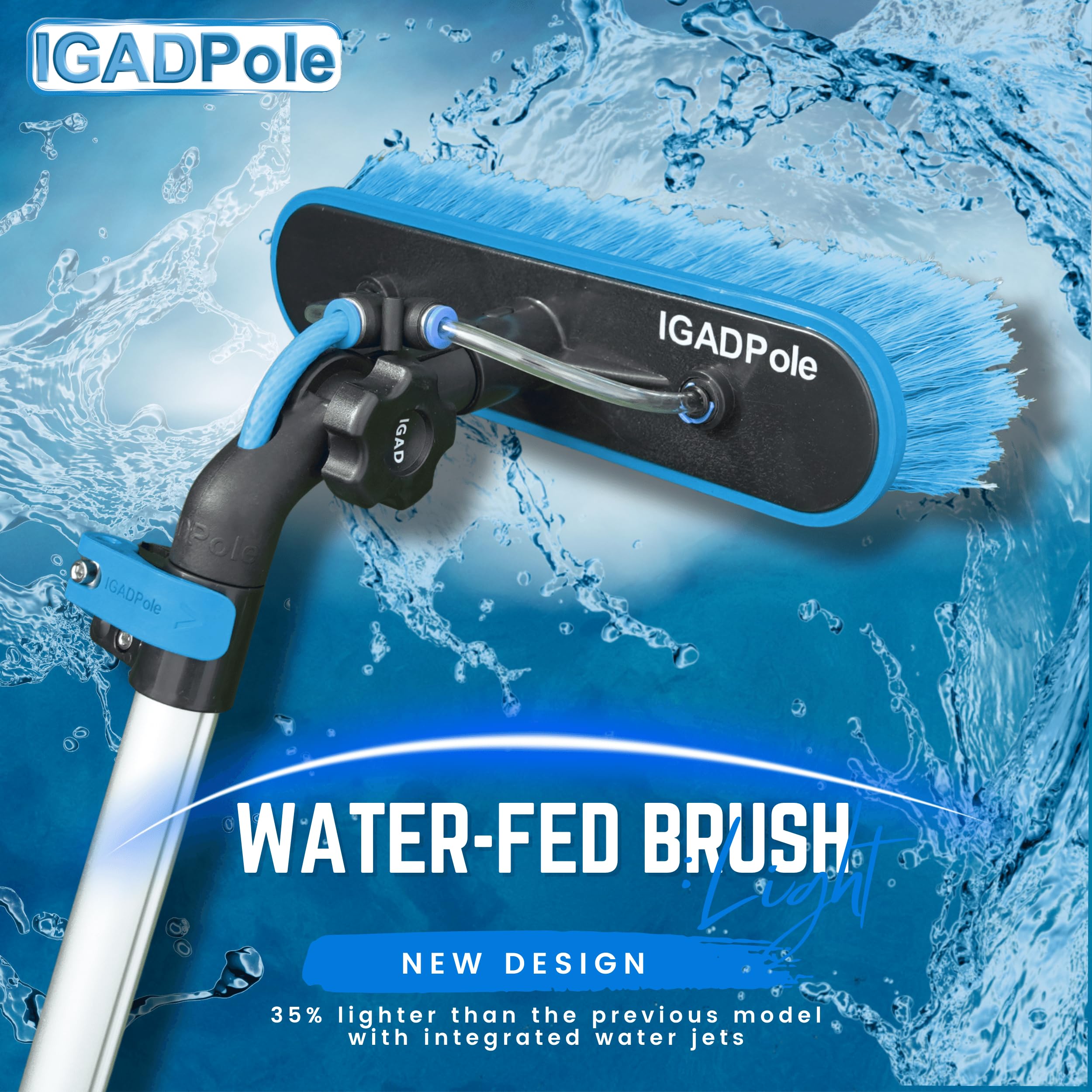 24ft IGADPole Window Washing Kit - 6-Stage Telescoping Pole (5-24ft), Water-fed Brush, Cobweb Duster, 10” Squeegee & Soap Dispenser for Professional Window Cleaning - Perfect for High-Rise Buildings, Residential Homes & Commercial Properties