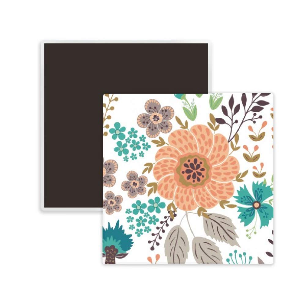 Sun Orange Flower Plant Square Ceramic Fridge Magnet - Handmade Keepsake Gift for Home Decor, Office, Kitchen & Refrigerator Organization