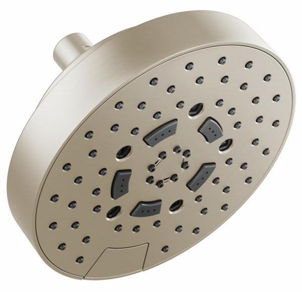 Brizo 87492 BN 2.5 7-Round H2OKinetic 5-Function Shower Head 2.5 GPM in Brushed Nickel - High Pressure Rain Shower for Spa-Like Bathroom Experience