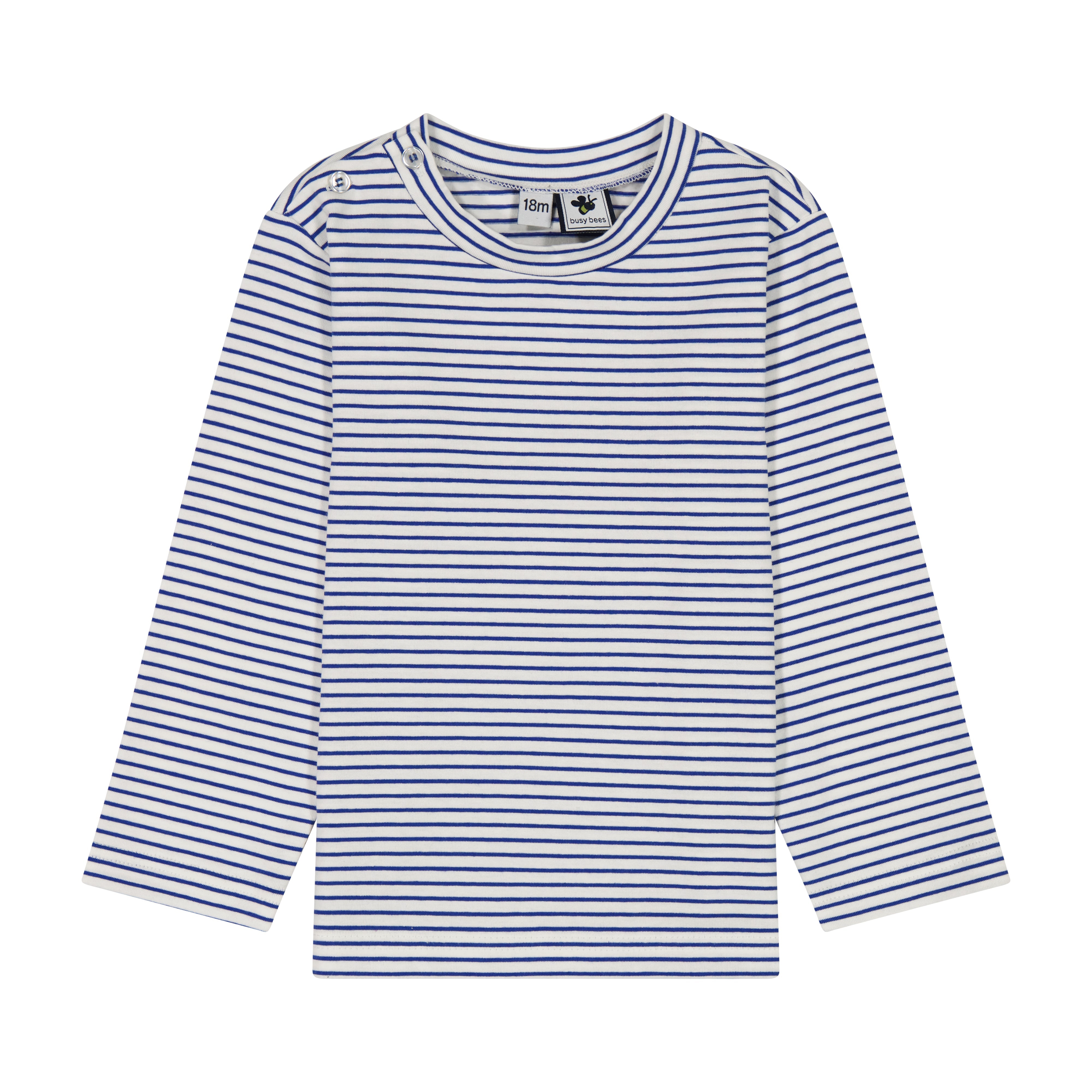Henry Boys Button Shoulder Long Sleeve Tee - Blue Stripe Casual Shirt for Toddler Boys | Comfortable Cotton Top for Playdates, School & Everyday Wear