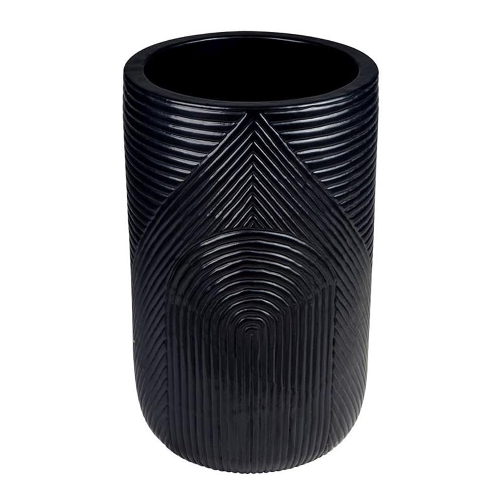 Modern Black Ceramic 2-Piece Textured Plant Pots - Indoor/Outdoor Succulent & Small Plant Decor for Home, Office, and Garden