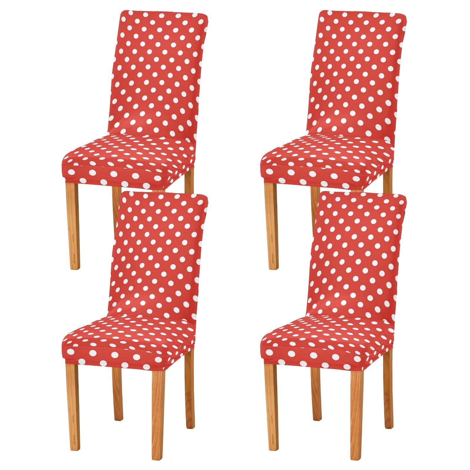 White Polka Dot Stretch Chair Covers for Dining & Office - ALZA