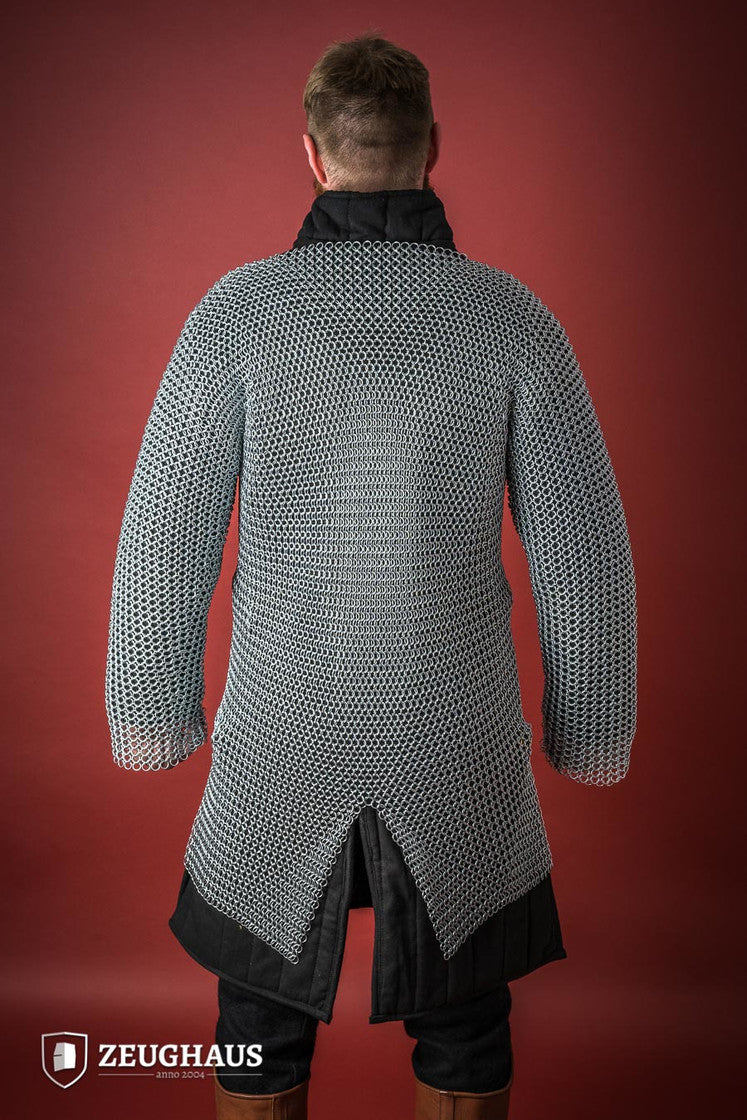 10mm Galvanized Chainmail Hauberk with Round Rings - Medieval Armor for LARP, Cosplay & Renaissance Fairs