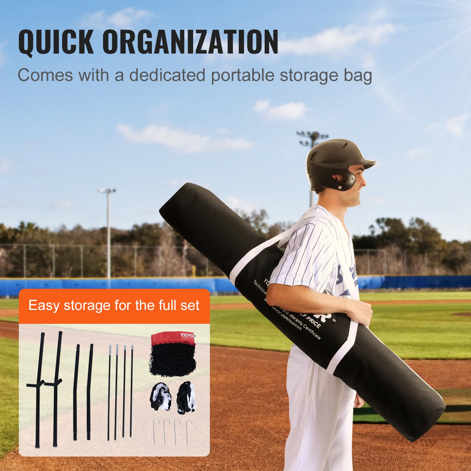 VEVOR 7x7ft Baseball Softball Practice Net - Portable Hitting Batting Catching Pitching Training Net with Carry Bag | Durable Backstop for Backyard, Field & Indoor Baseball Softball Drills | Perfect for Youth & Adult Players