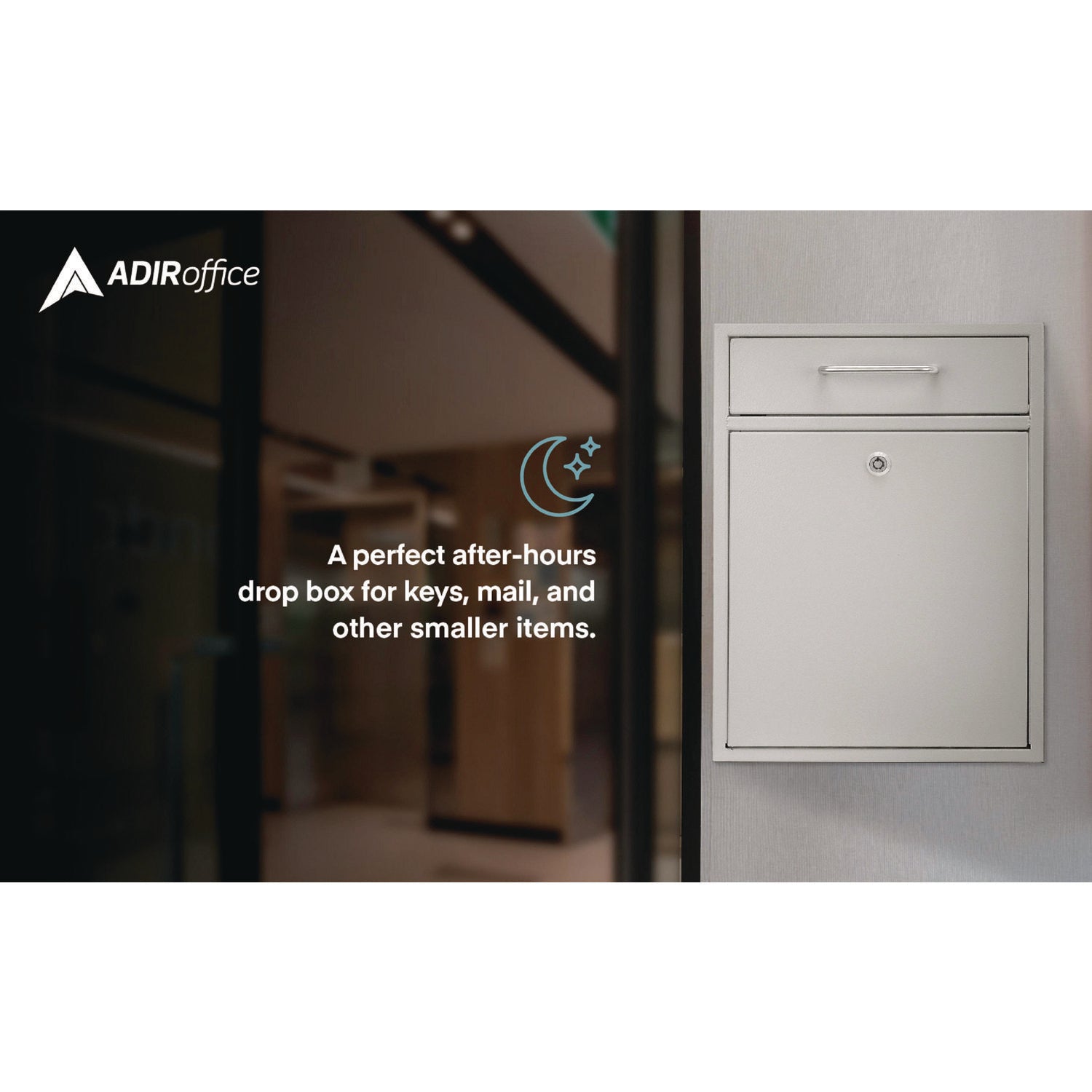 AdirOffice Large Wall Mounted Secure Drop Box - 11.2 x 4.7 x 16.2 Inches - White Mailbox for Home, Office & Business - Perfect for Secure Package & Document Delivery