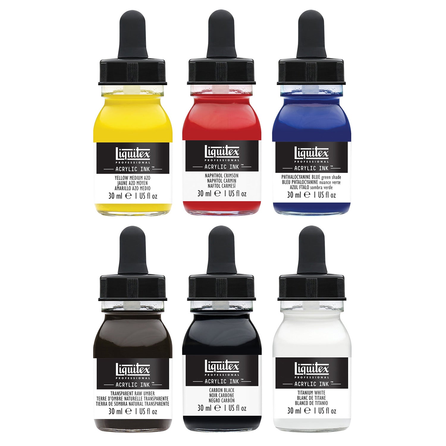 Premium Acrylic Ink Set - 6 Vibrant Colors (30ml Each) for Artists, Calligraphy & DIY Crafts - Perfect for Canvas, Paper & Fabric Painting