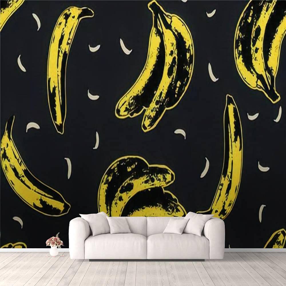 Modern 3D Seamless Banana Andy Warhol Art Wallpaper - Peel and Stick Removable Wall Decal - Self-Adhesive Mural for Living Room, Bedroom & TV Background - Pop Art Home Decor for Apartments & Dorms