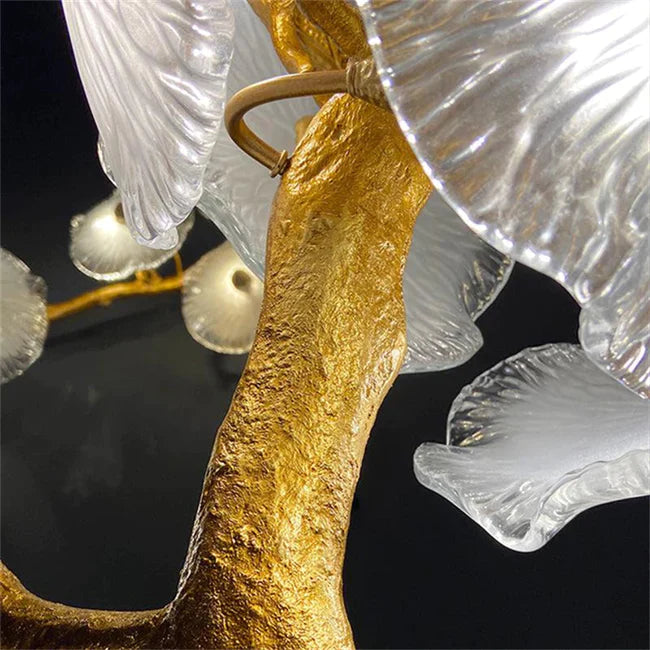 Modern Leaf Glass Flower Linear Branch Chandelier - Elegant Island Pendant Light for Dining Room, Kitchen, or Living Room Decor