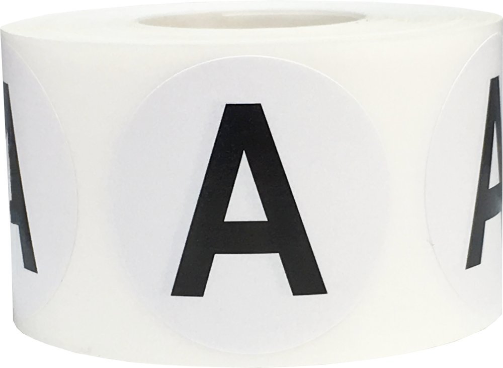 1.5 Inch Round Letter A Inventory Labels - 500 Adhesive Stickers for Organizing, Storage & Retail Use