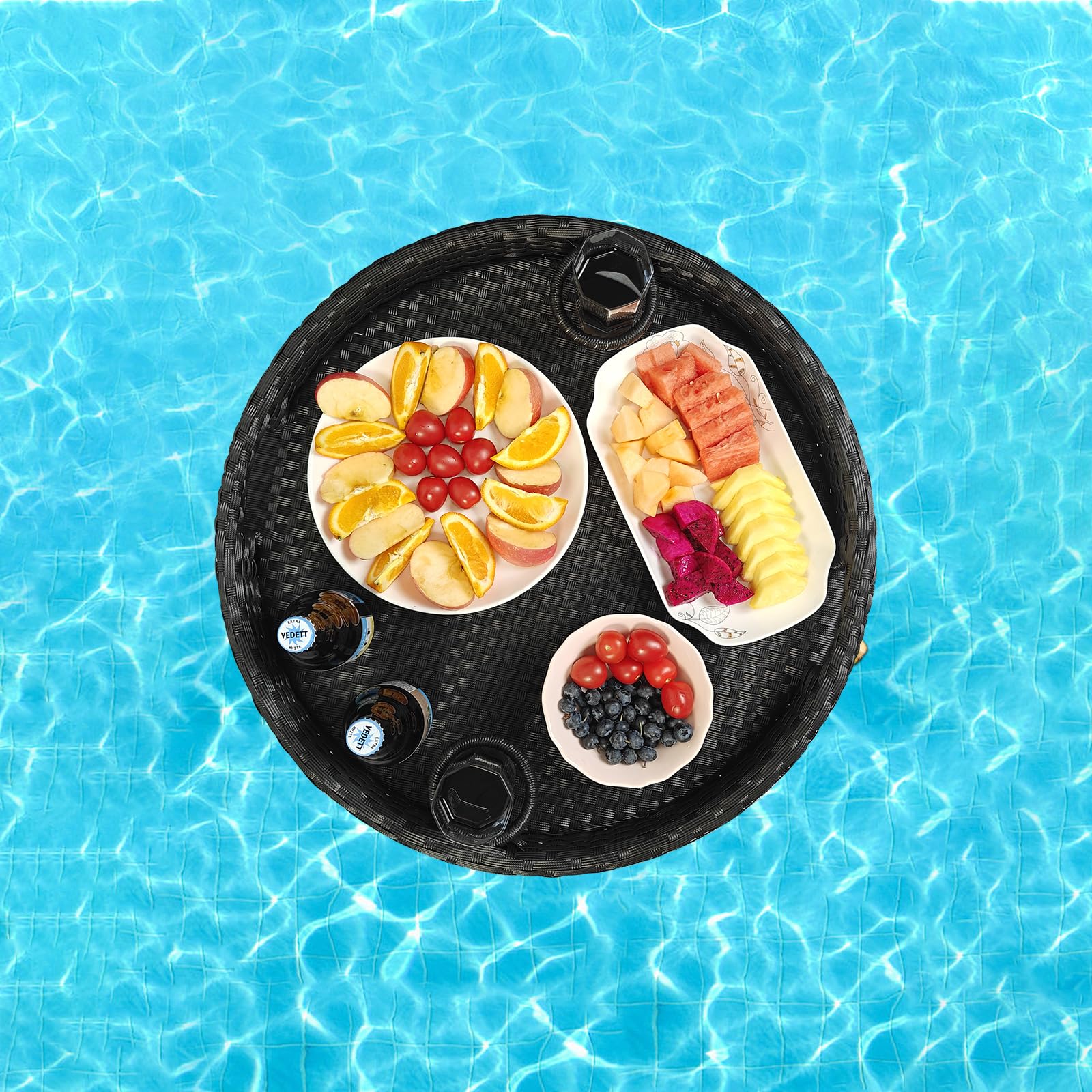 Premium Floating Pool Tray - Round Waterproof Drink & Food Holder for Swimming Pools - Ideal for Pool Parties, Summer Relaxation & Outdoor Water Activities