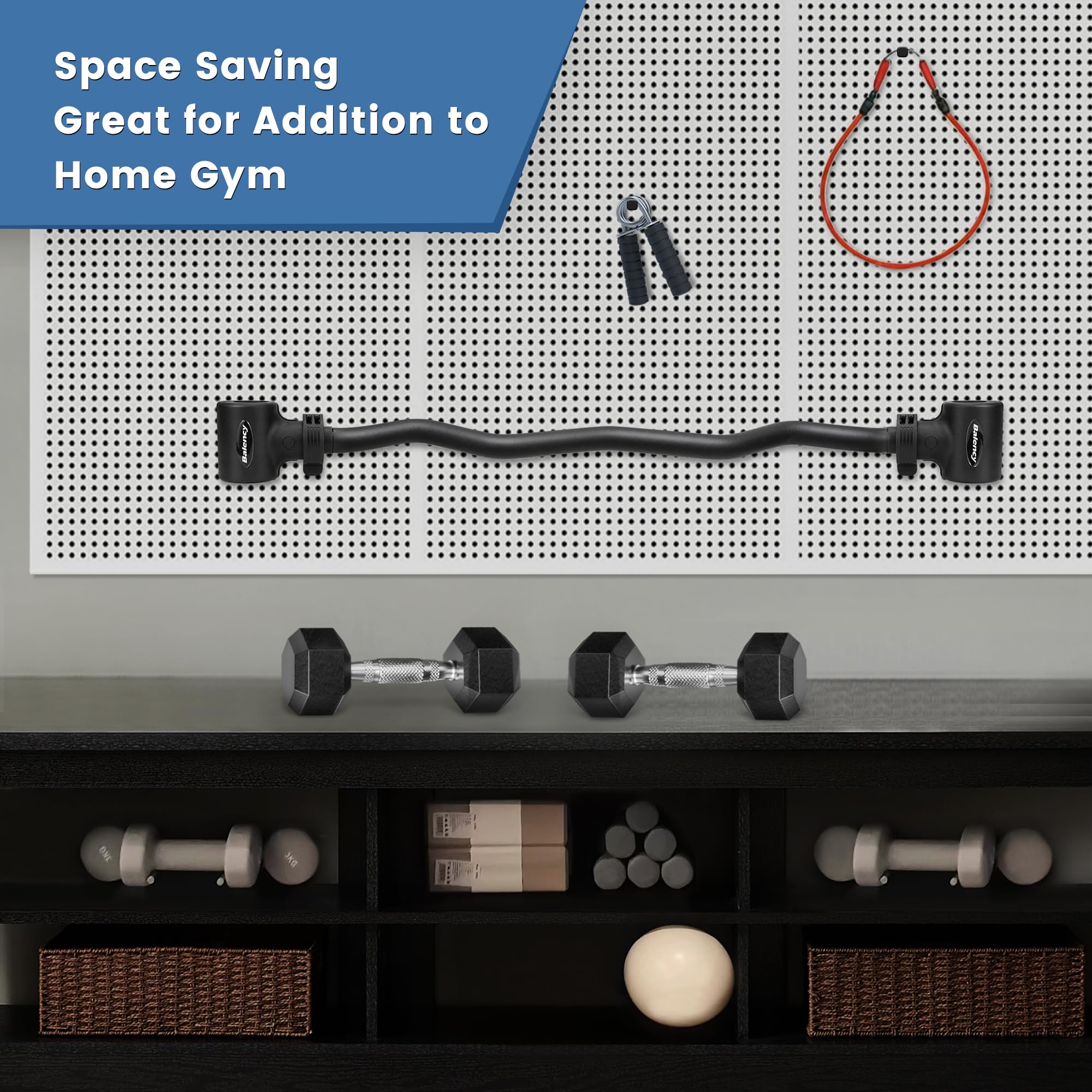Dumbbell to Barbell Converter Bar - Adjustable Weight Up to 200LB for Home Gym, Strength Training & Weight Lifting | Perfect for Space-Saving Workouts & Full-Body Exercises