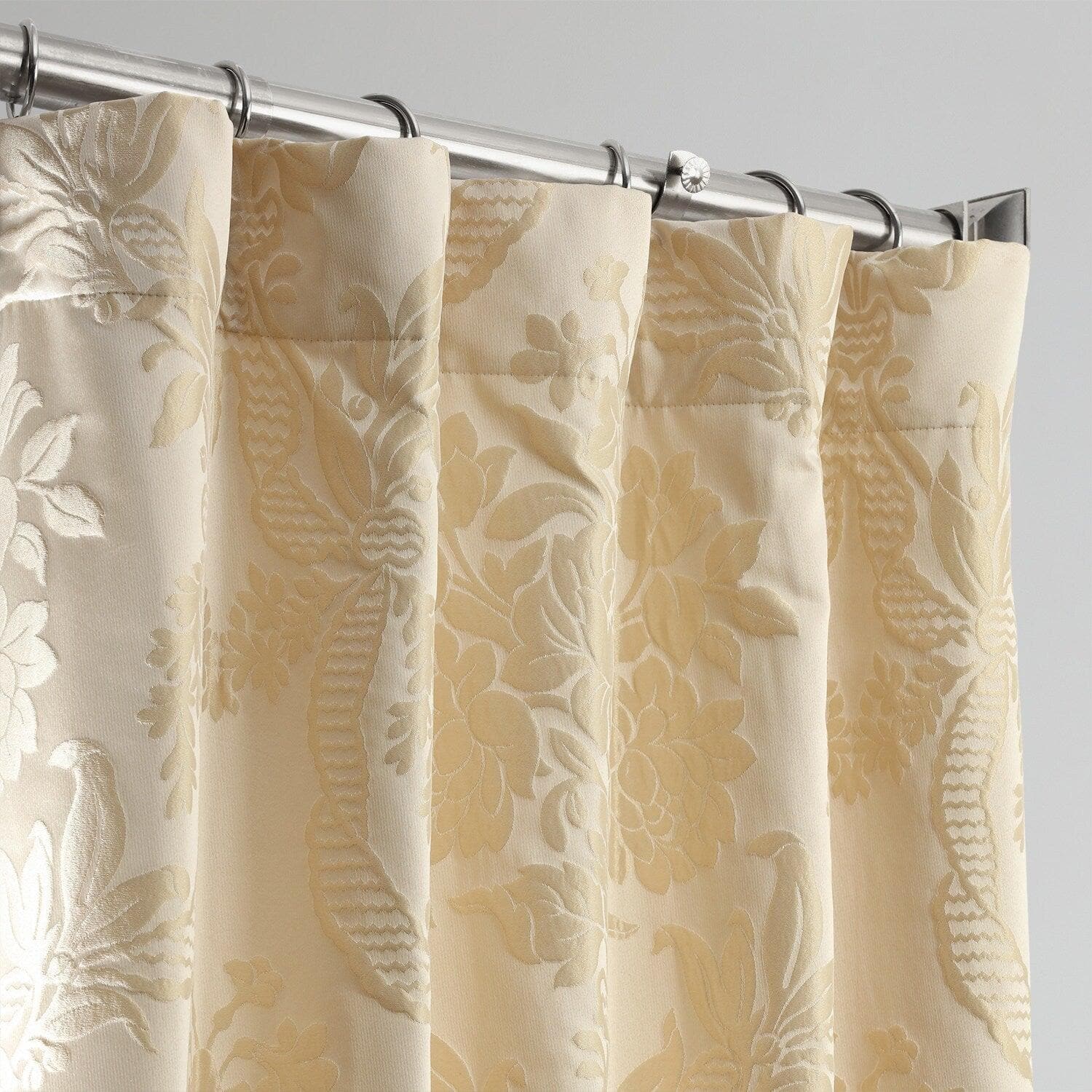 Magdelena Champagne Beige Damask Faux Silk Jacquard Blackout Curtains - Elegant Window Treatment for Bedroom & Living Room