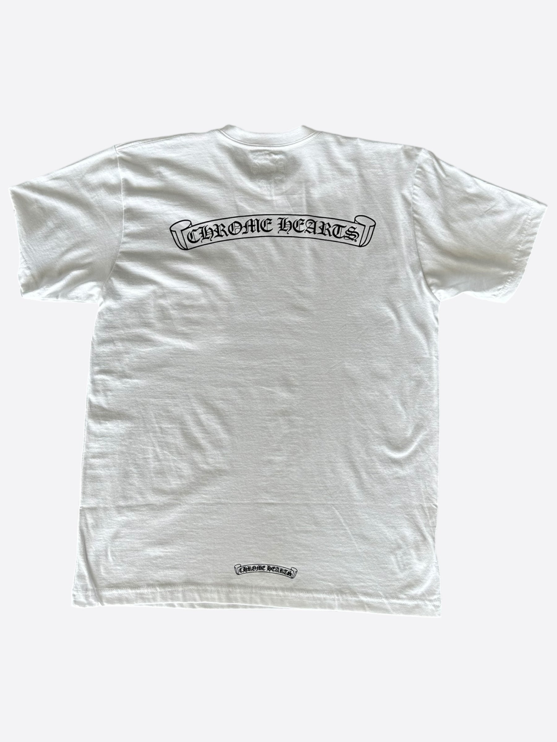 Chrome Hearts White & Black Scroll Logo T-Shirt for Men - Stylish Graphic Tee for Casual Wear & Street Fashion