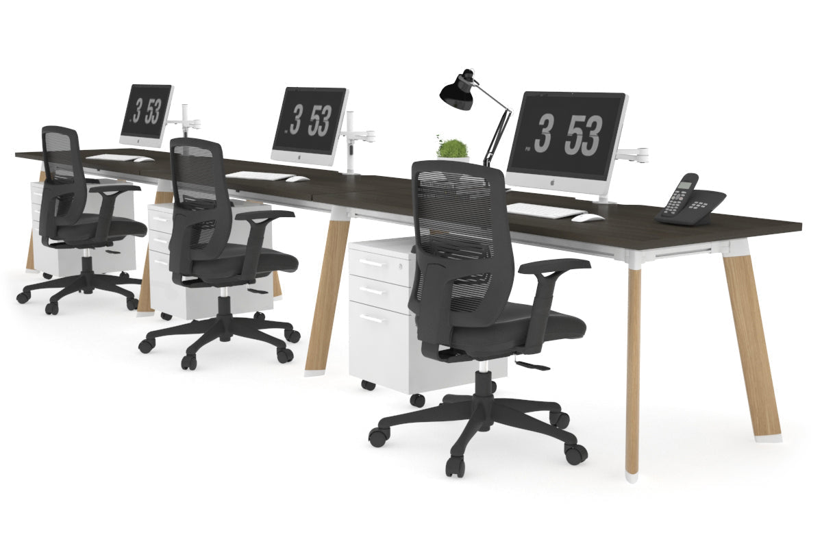 Switch 3-Person Office Workstation Desk - 1800L x 800W with Cable Management | Ideal for Collaborative Workspaces & Open Office Environments