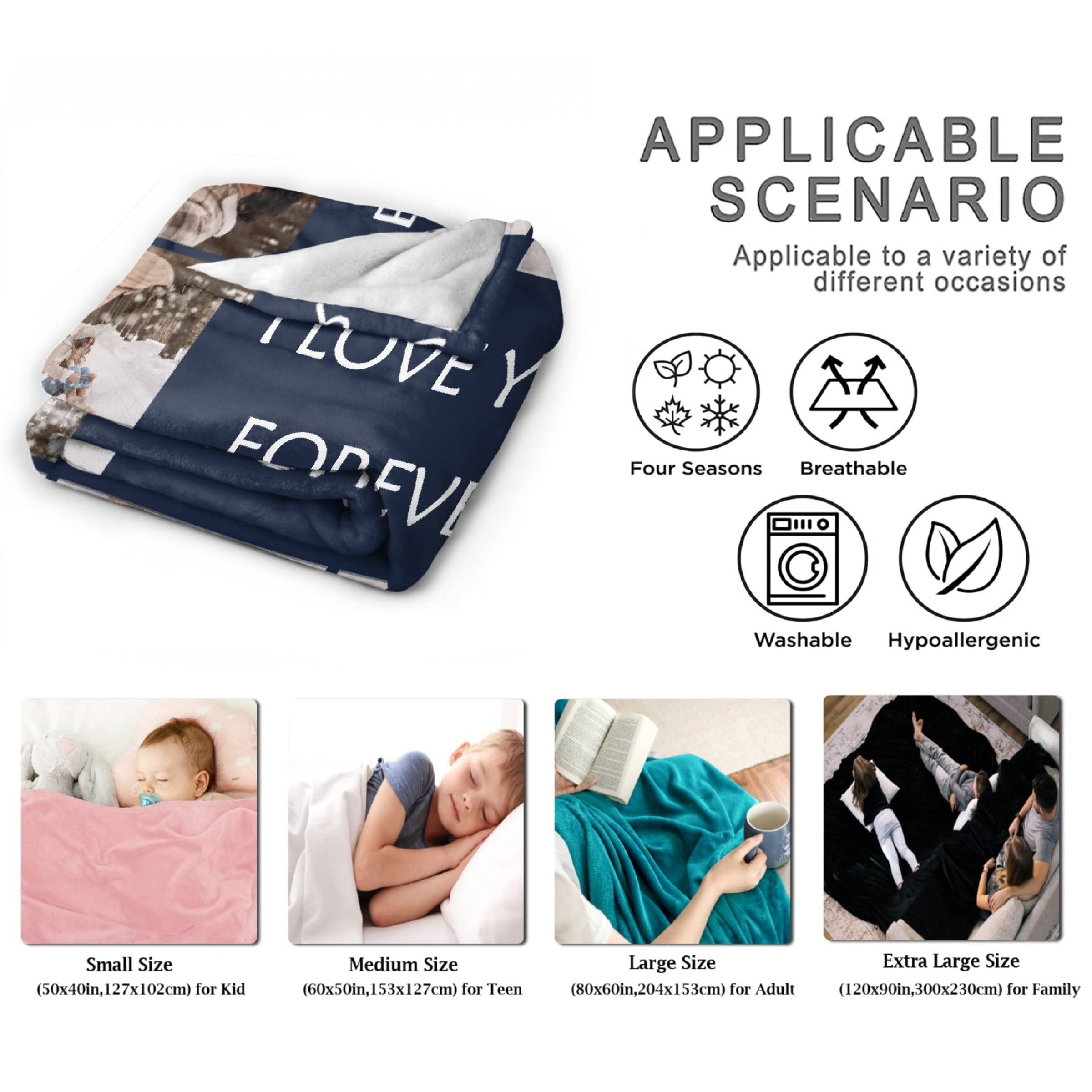 Personalized Fleece Blanket with Name & Photo - Custom Valentine's Gift for Couples, Kids & Family - 120